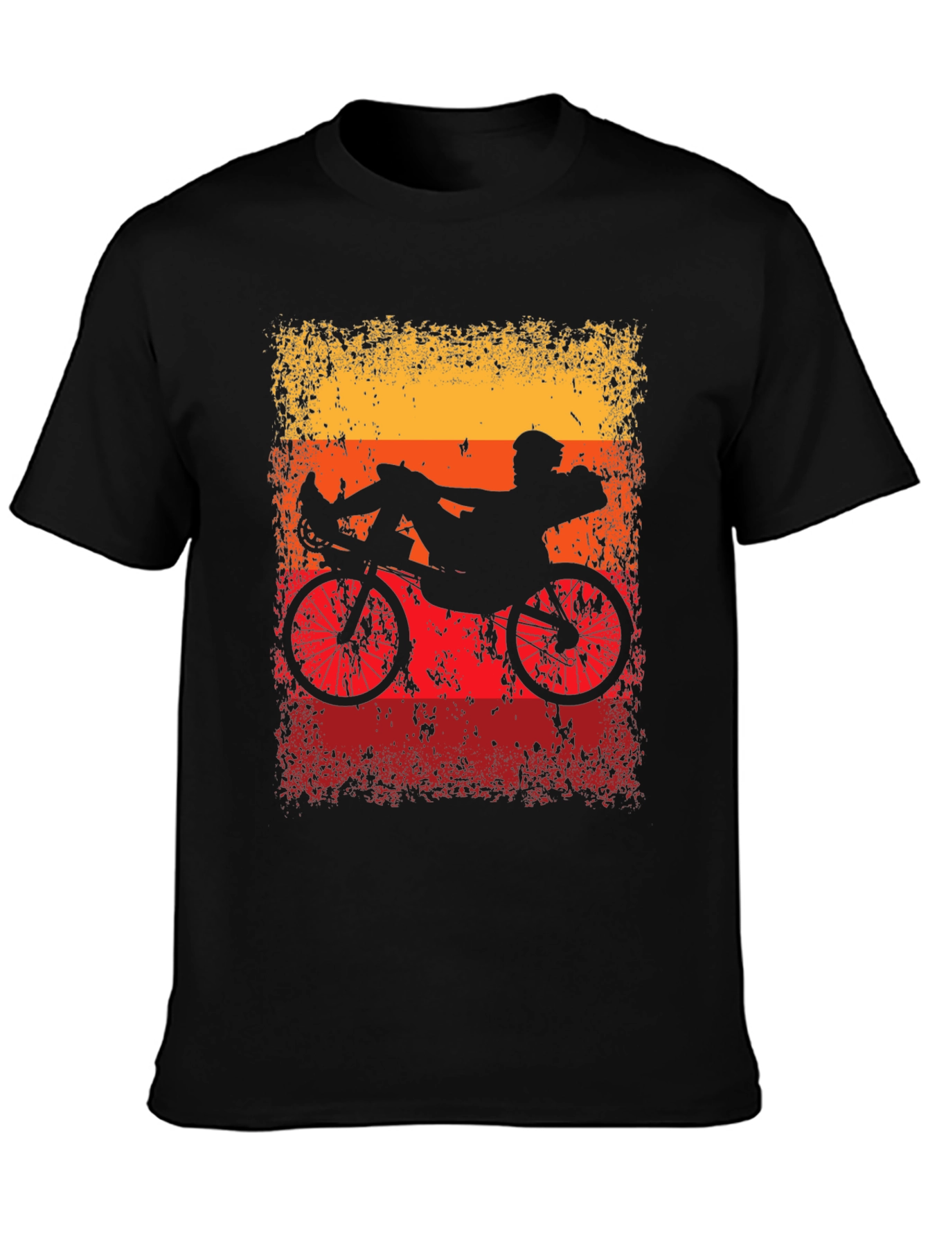 Black Recumbent Bike Silhouette Graphic Tee view 3