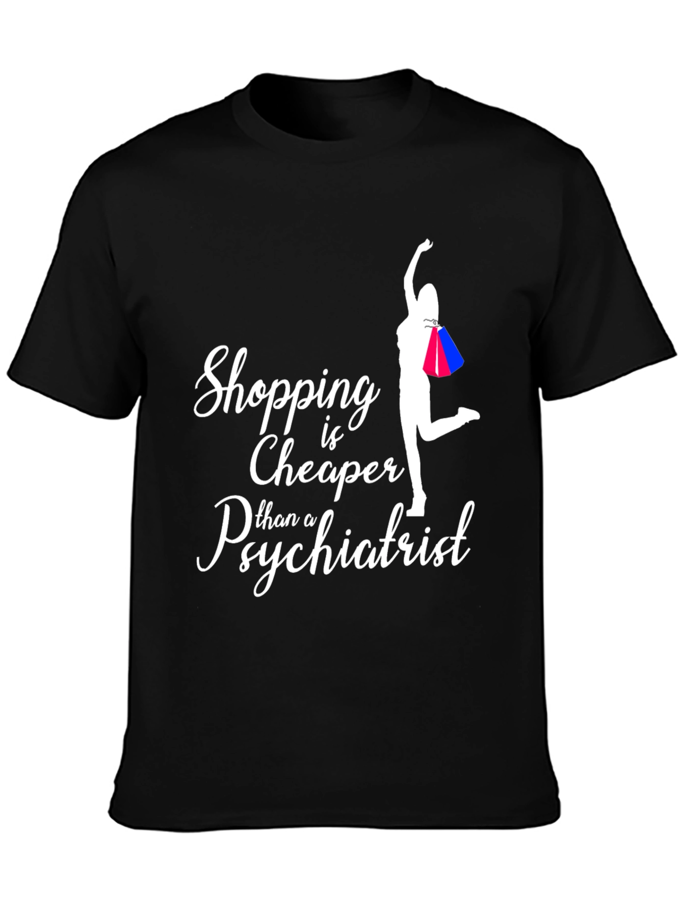 Black Shopping is Cheaper T-Shirt view 3