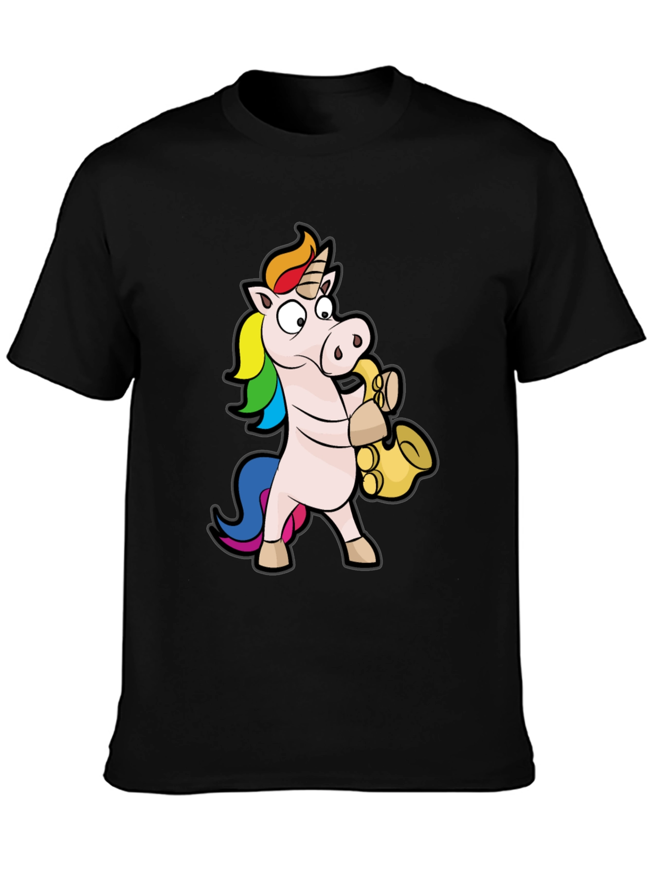 Black Unicorn Saxophone Black T-Shirt view 3