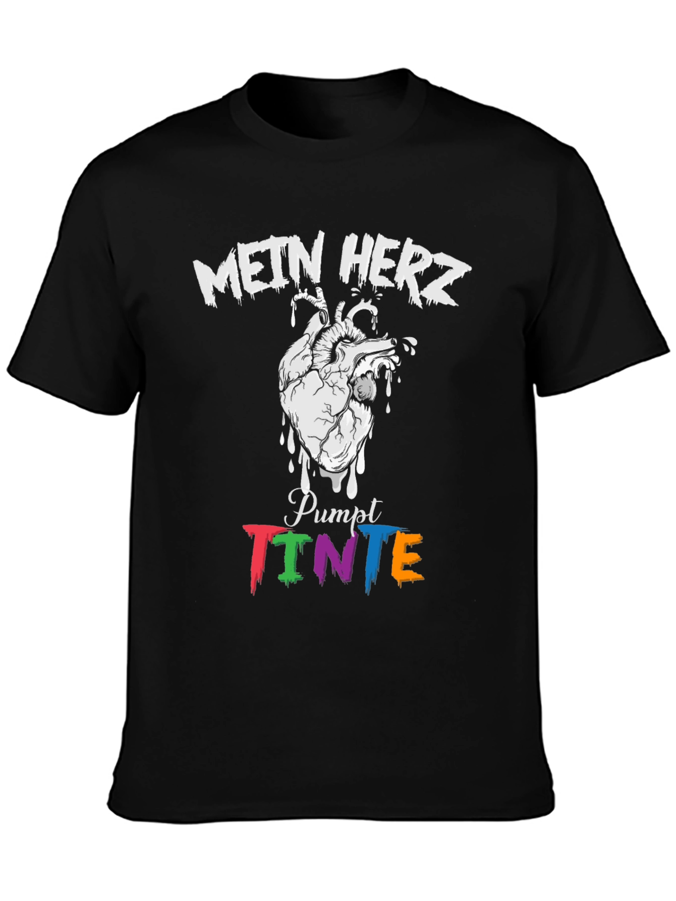 Black Mein Herz Pumpt Tinte Black Graphic Tee view 3