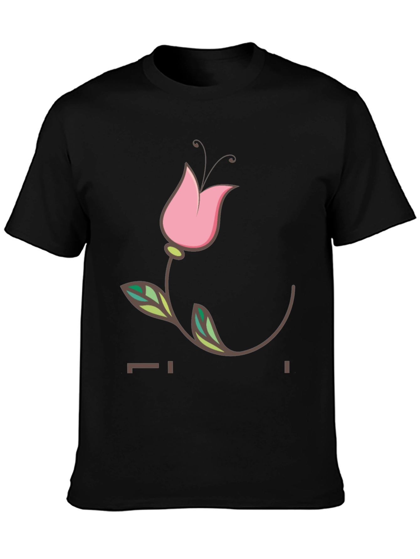 Black Black T-Shirt with Floral Tulip Graphic view 3