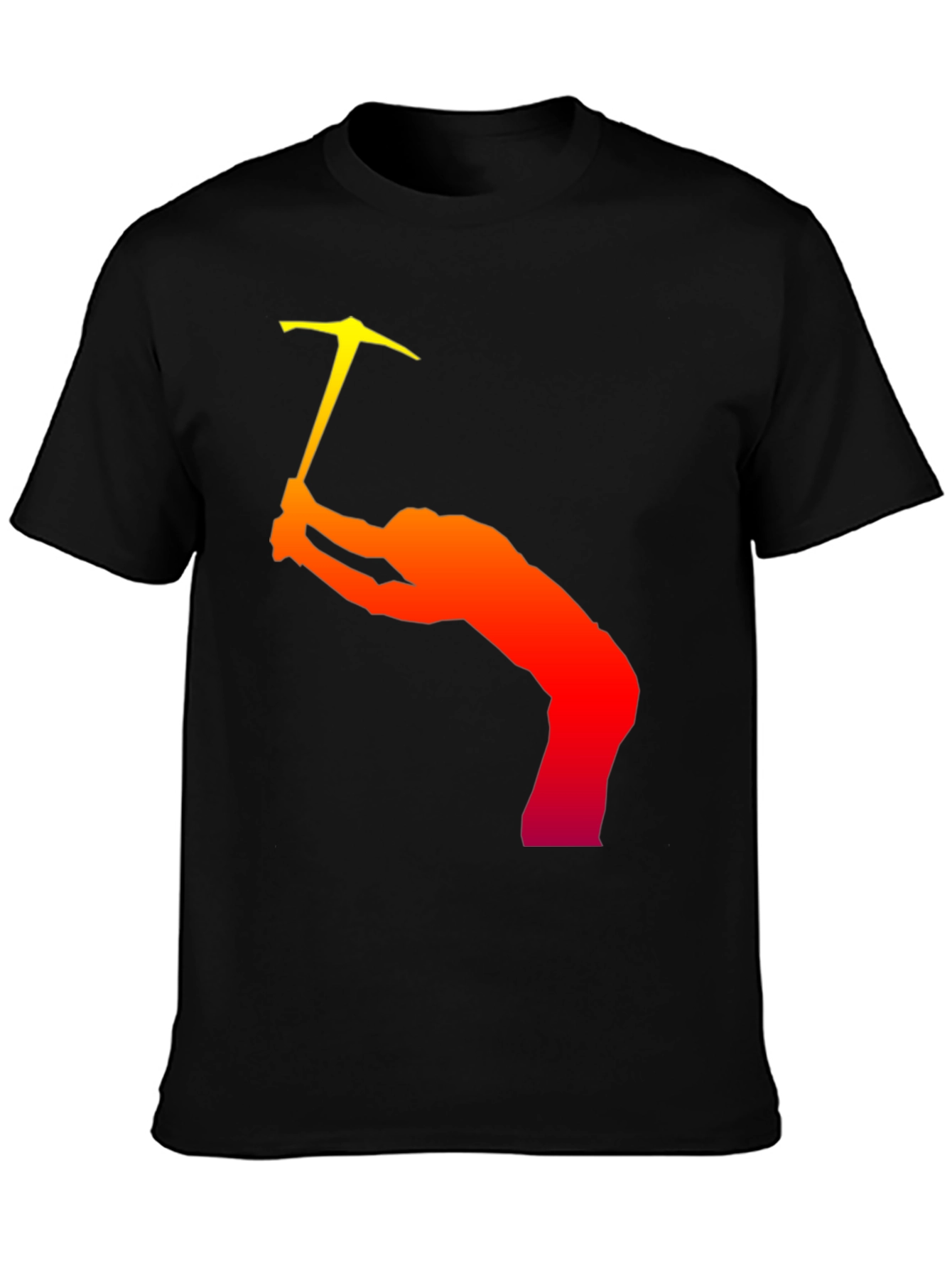 Black Climbing Silhouette Graphic T-Shirt - Black Cotton Tee view 3