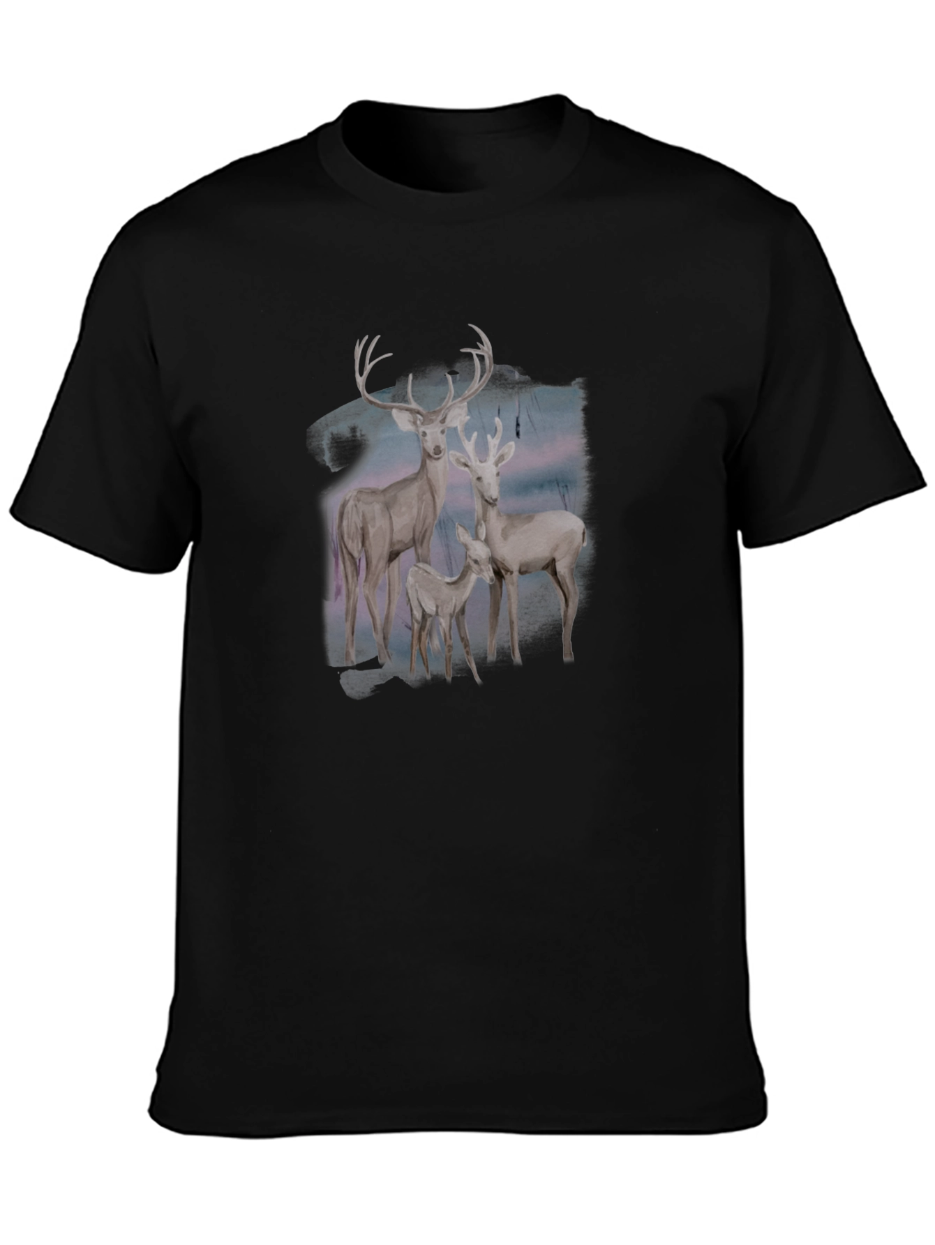Black Deer Family Graphic Tee - Black Cotton Blend view 3