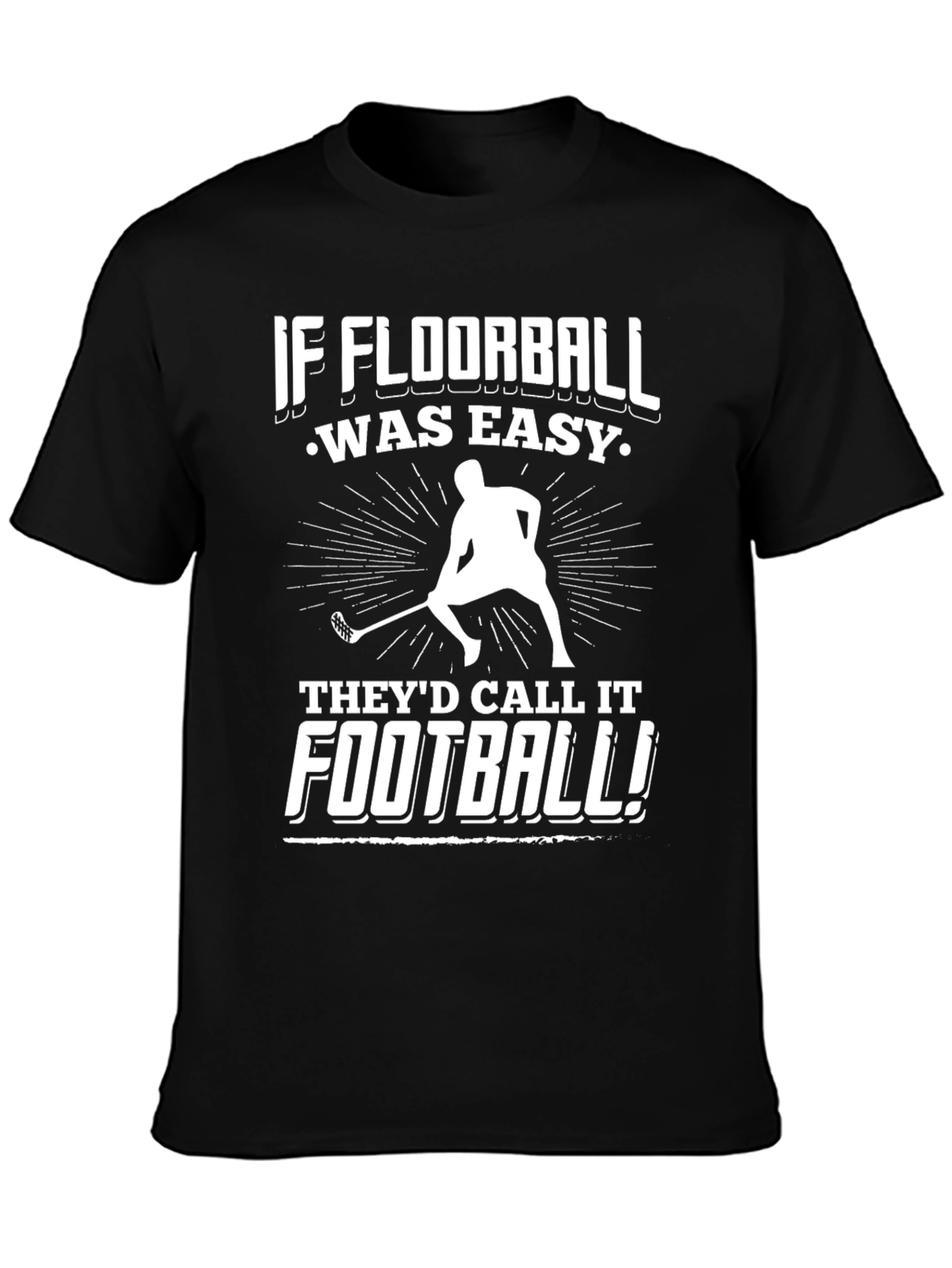 Black Floorball T-Shirt - If Floorball Was Easy! view 3