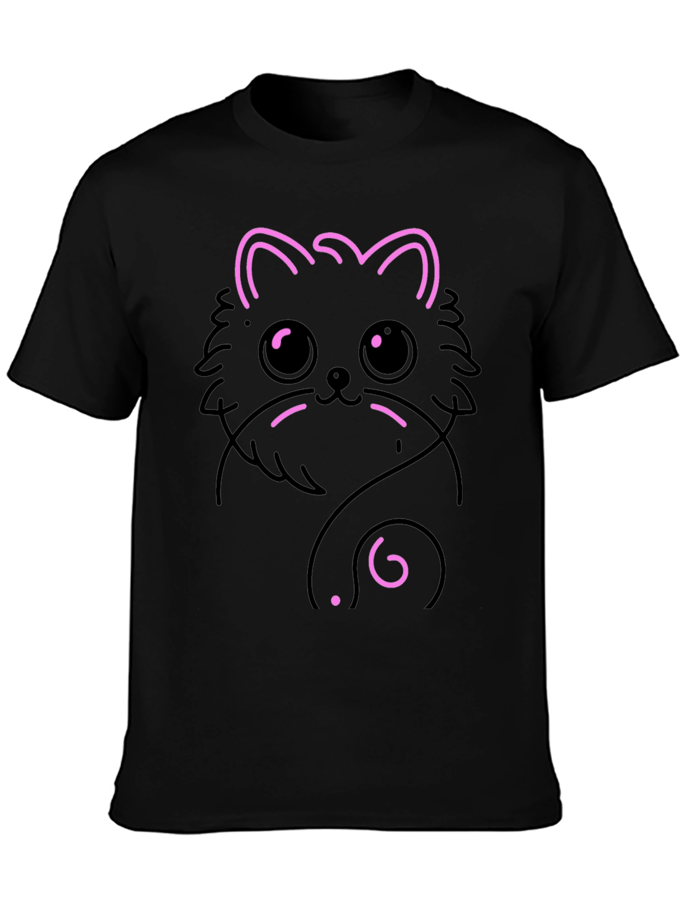 Black Cute Cat Graphic T-Shirt - Black view 3
