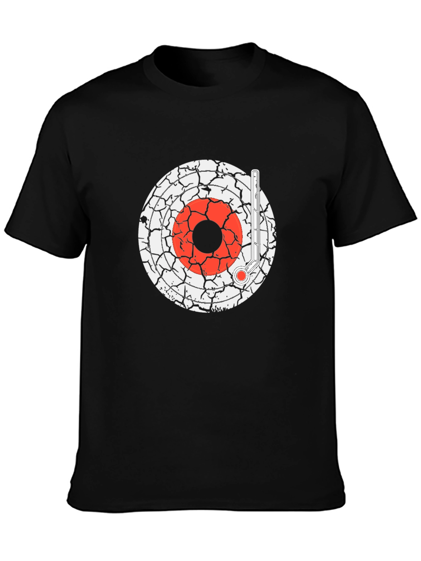 Black Cracked Target T-Shirt - Vintage Style view 3