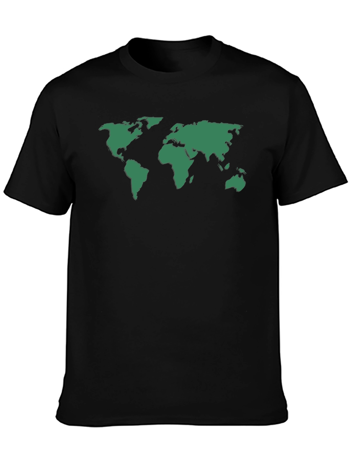 Black World Map Graphic Tee - Black Cotton T-Shirt view 3