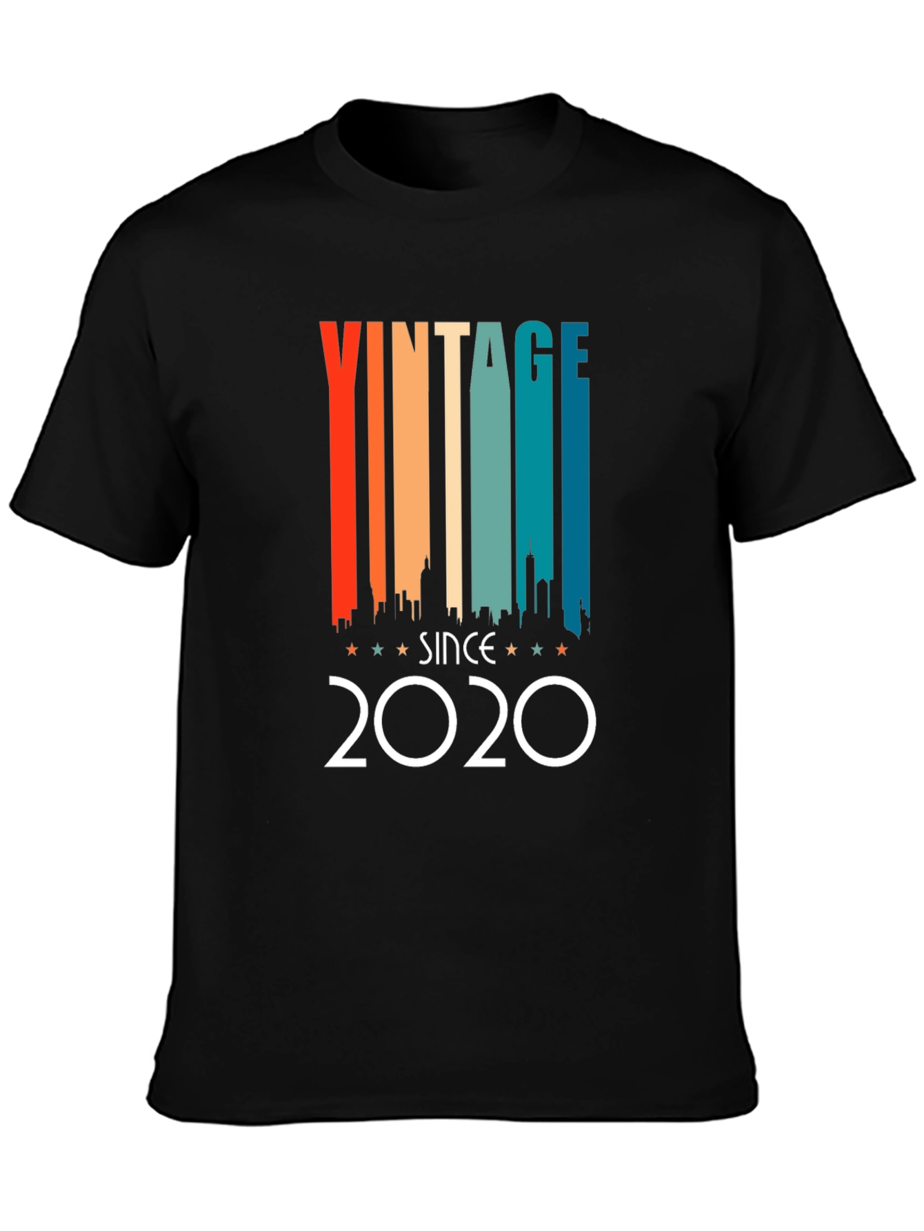 Black Vintage Since 2020 T-Shirt Retro Style view 3