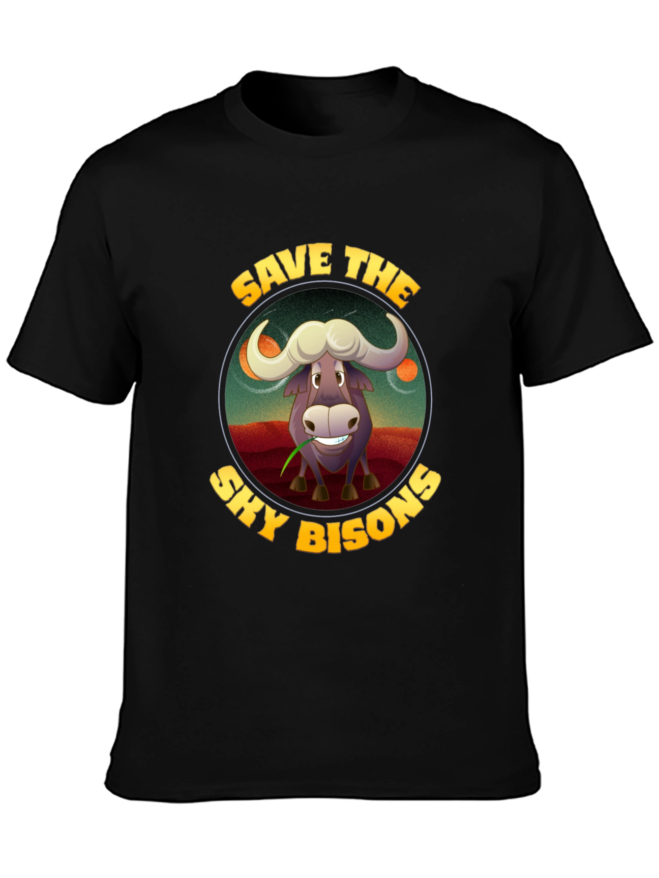 Black Save the Sky Bison Graphic T-Shirt view 3