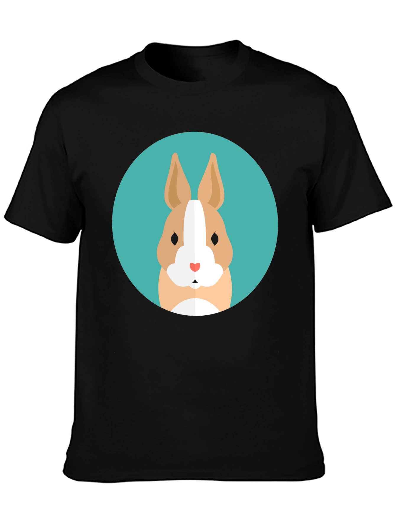 Black Cute Bunny Graphic Tee - Soft Black Cotton T-Shirt view 3