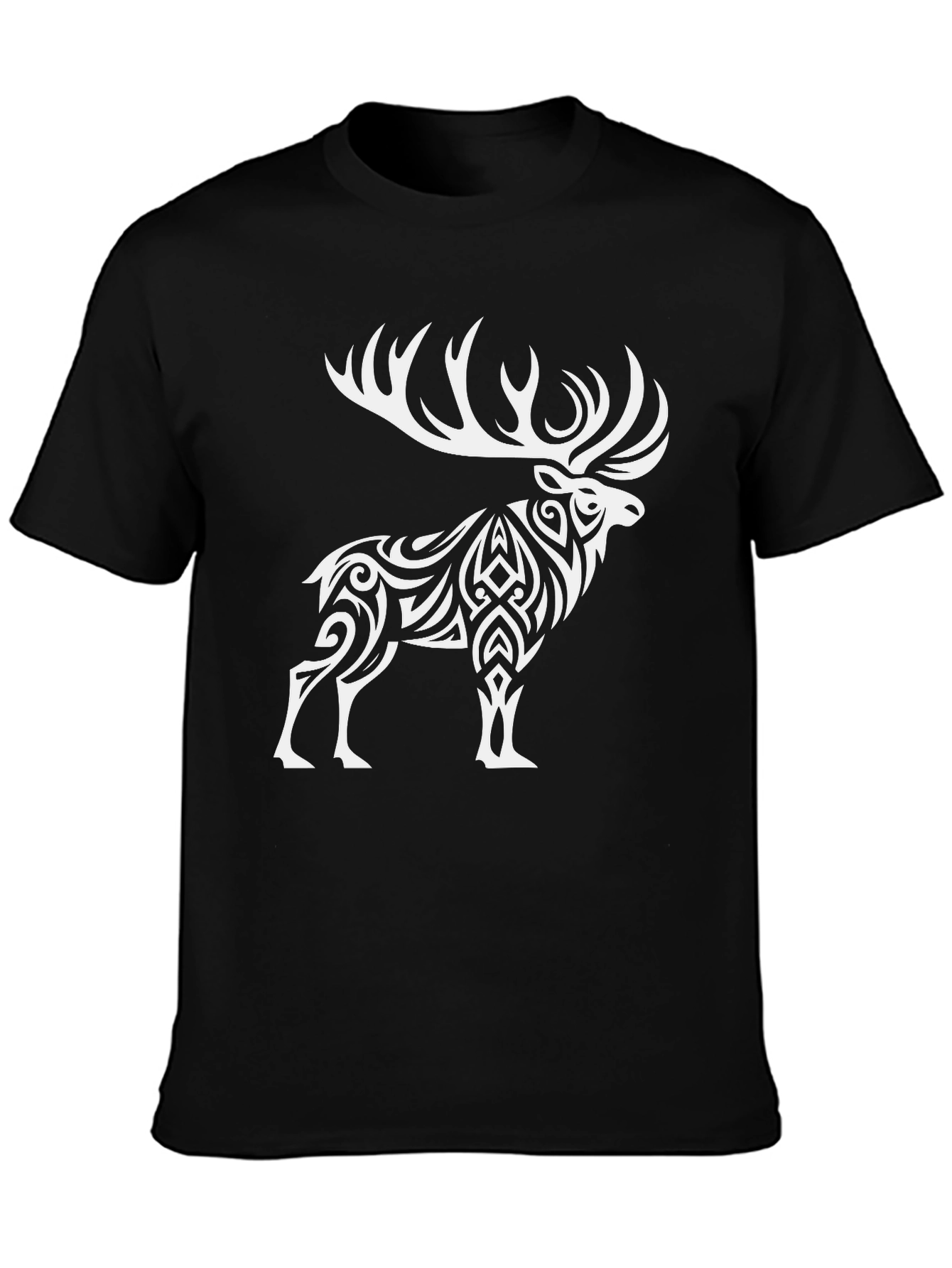 Black Tribal Elk Graphic Tee - Black view 3