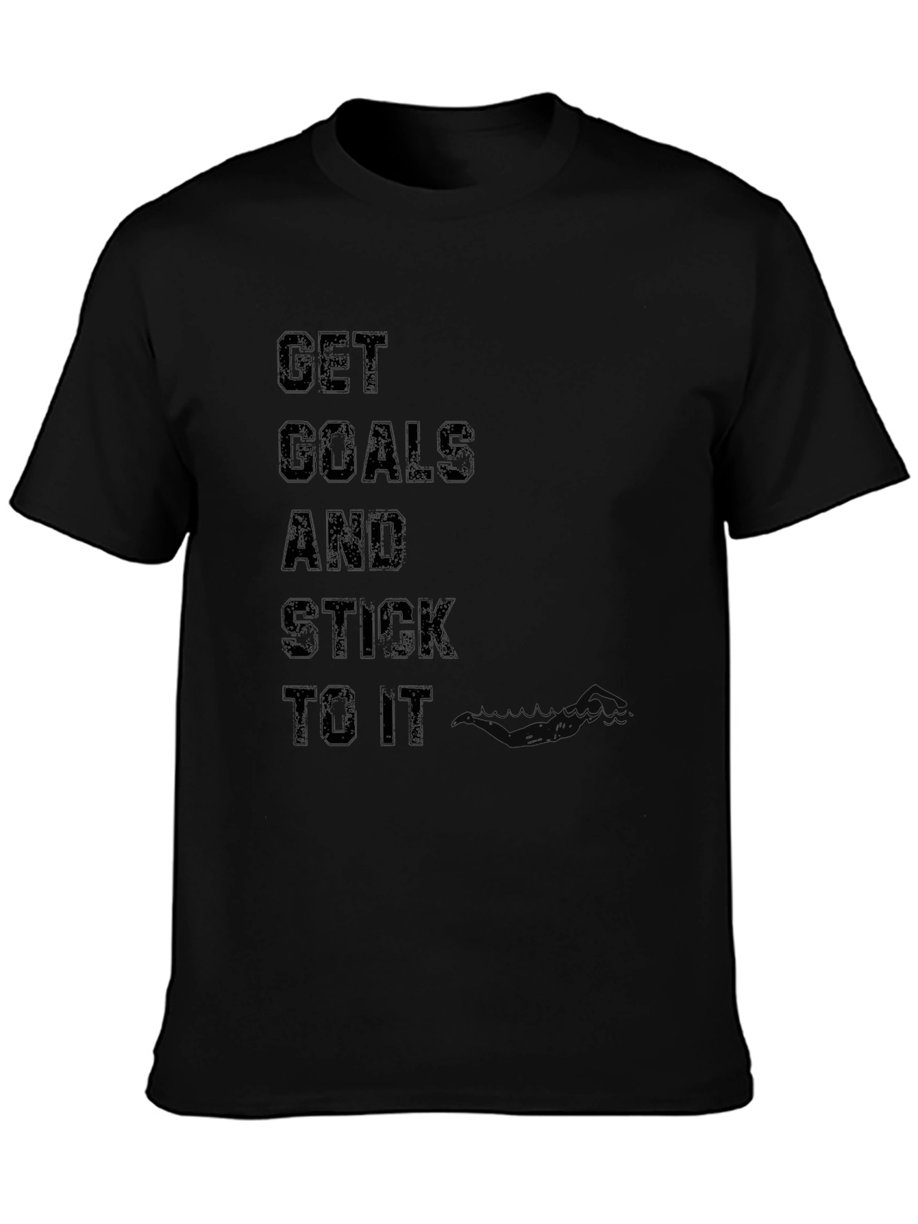Black Motivational 'Get Goals' Black T-Shirt view 3
