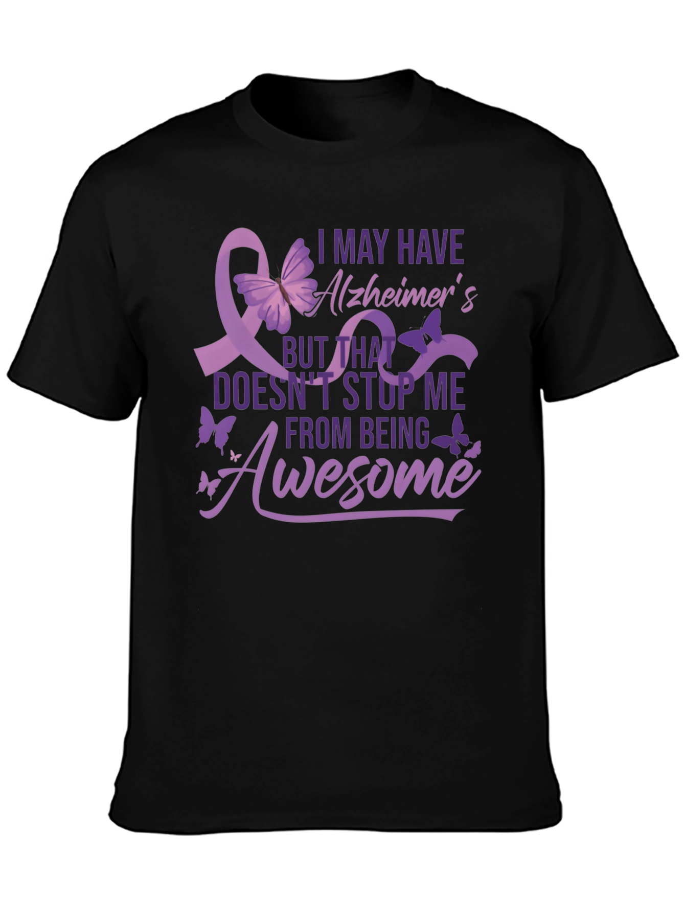 Black Alzheimer's Awareness T-Shirt - Awesome! view 3