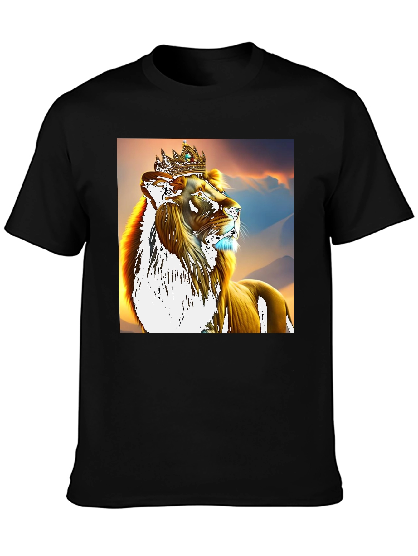 Black Lion King Graphic T-Shirt - Regal Lion Design view 3