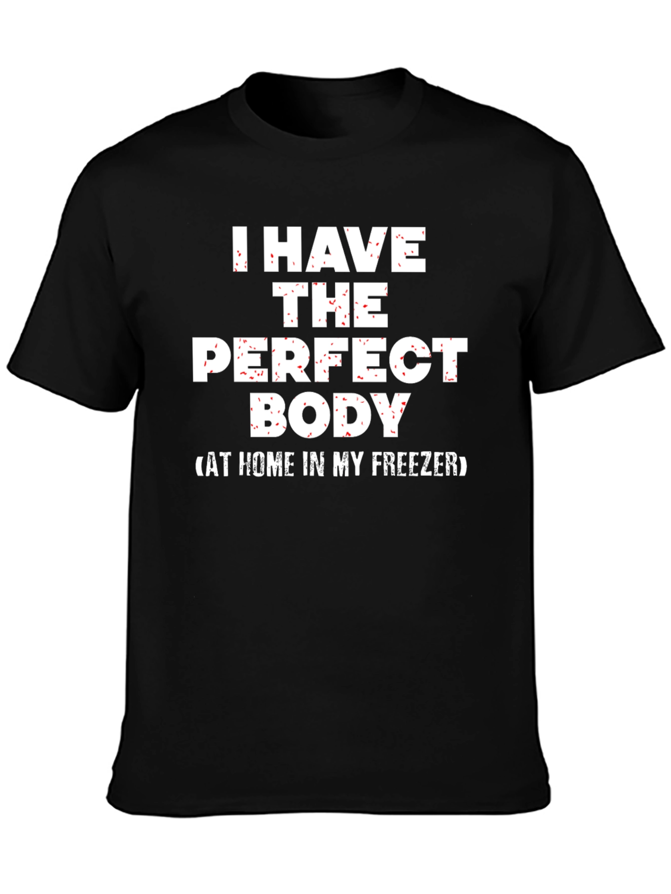 Black Funny "Perfect Body" Graphic Tee - Black Cotton T-Shirt view 3