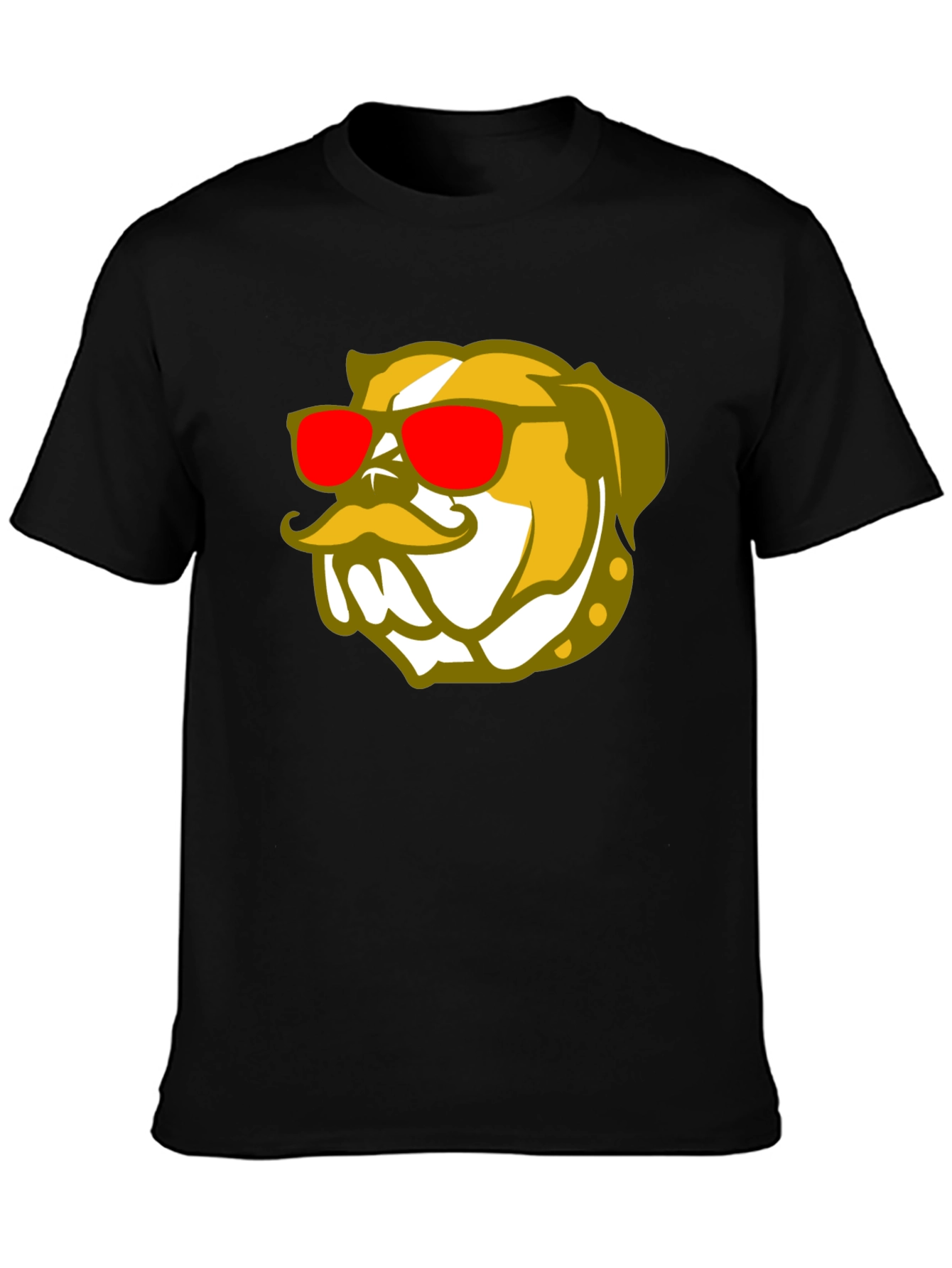 Black Cool Bulldog Graphic Black T-Shirt view 3
