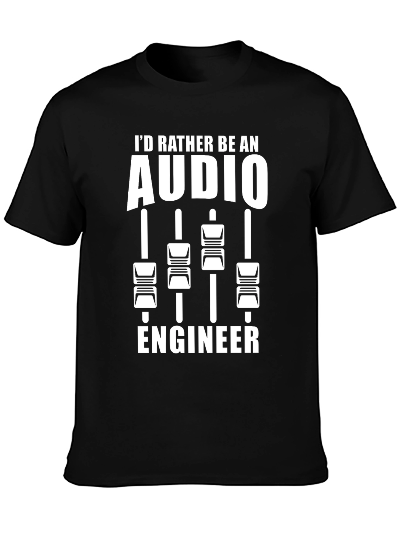 Black Audio Engineer T-Shirt Mixing Board Music Production Tee view 3