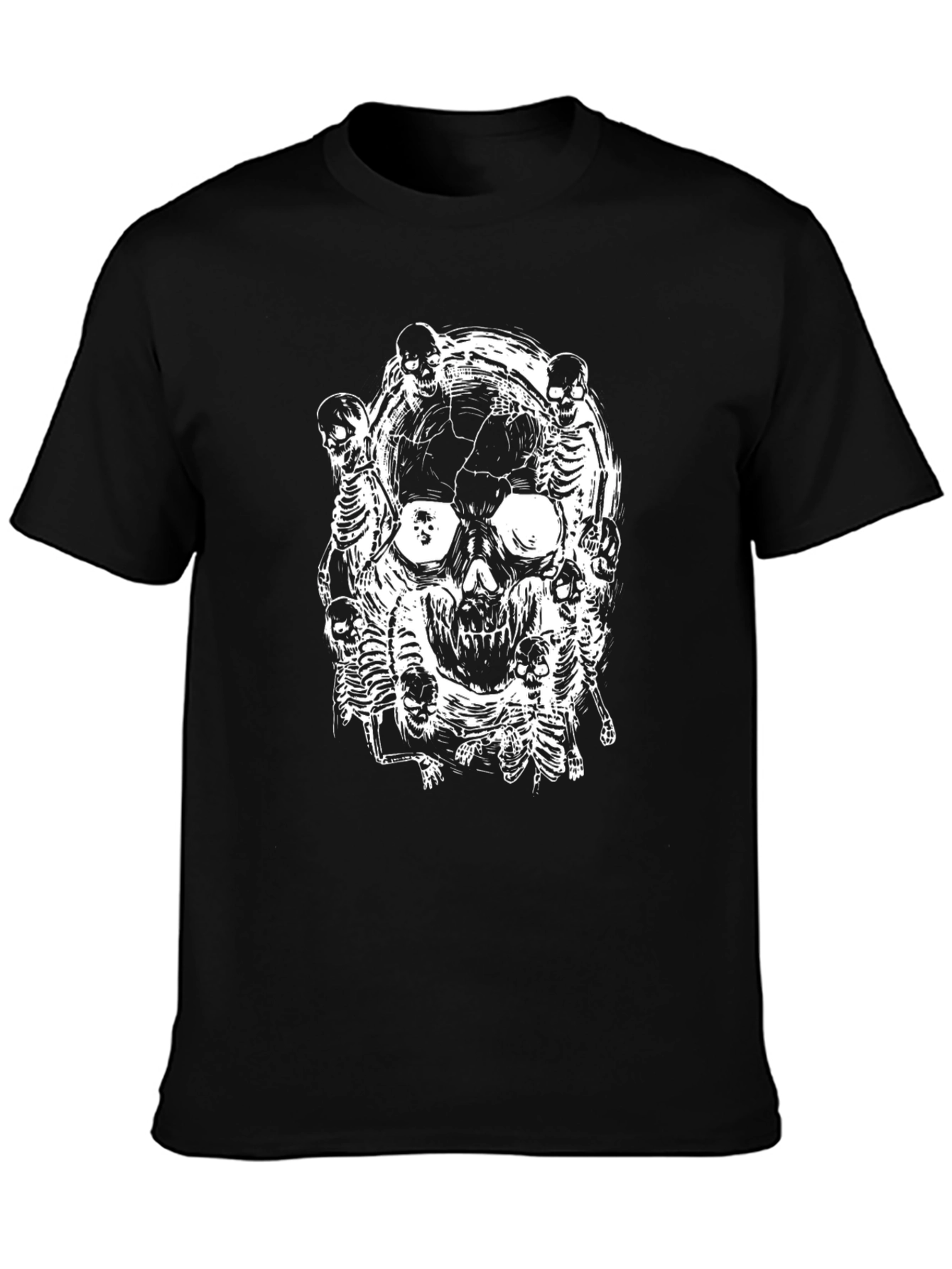 Black Skull & Skeleton Black Graphic Tee view 3