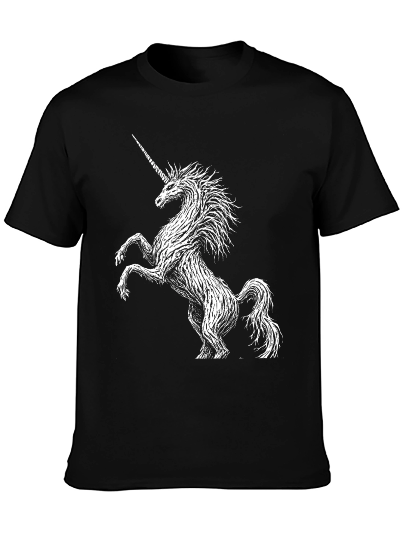 Black Unicorn Graphic Black T-Shirt - Men's Fashion view 3