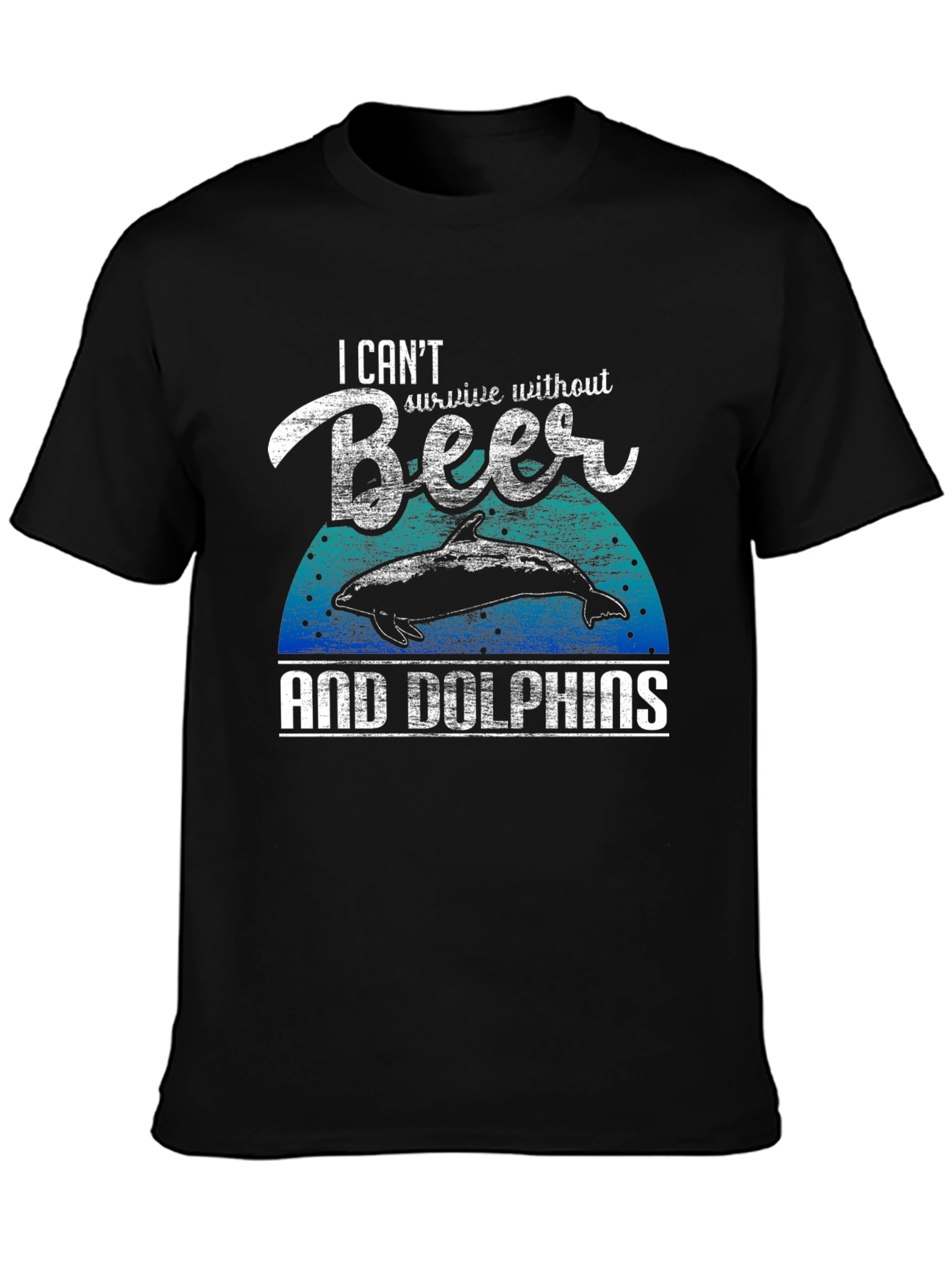Black Beer & Dolphins Graphic Tee - Men's Black T-Shirt view 3