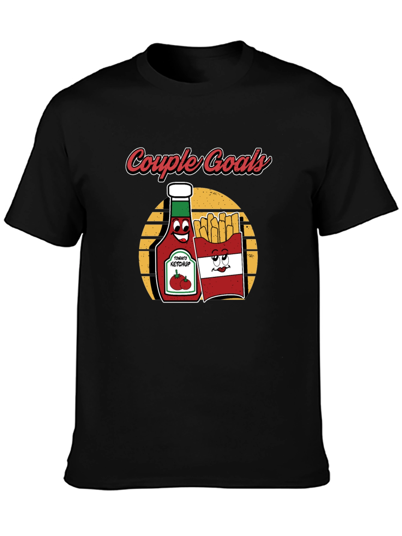 Black Couple Goals T-Shirt - Ketchup & Fries Cartoon Design view 3