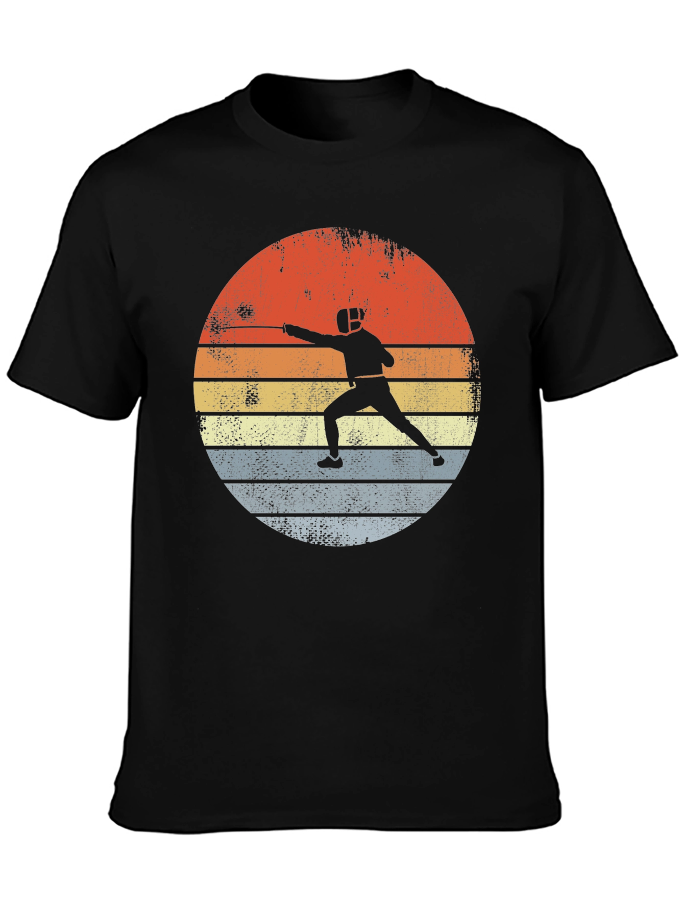 Black Fencing Sunset Graphic Tee - Retro Sportswear view 3