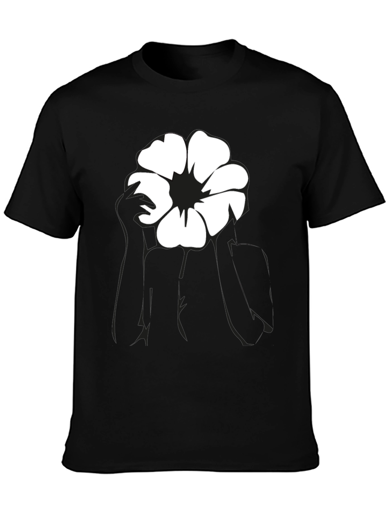 Black Black T-Shirt with Flower Graphic view 3