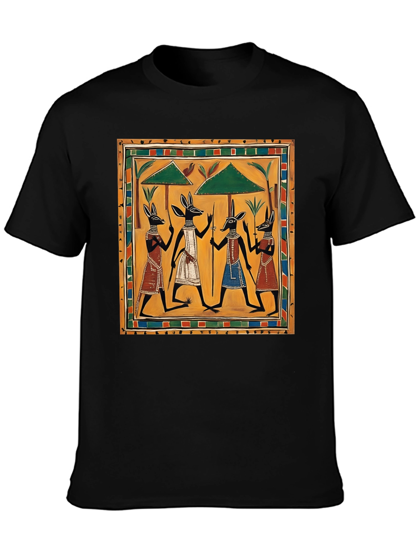 Black Egyptian Anubis Art Graphic Tee view 3
