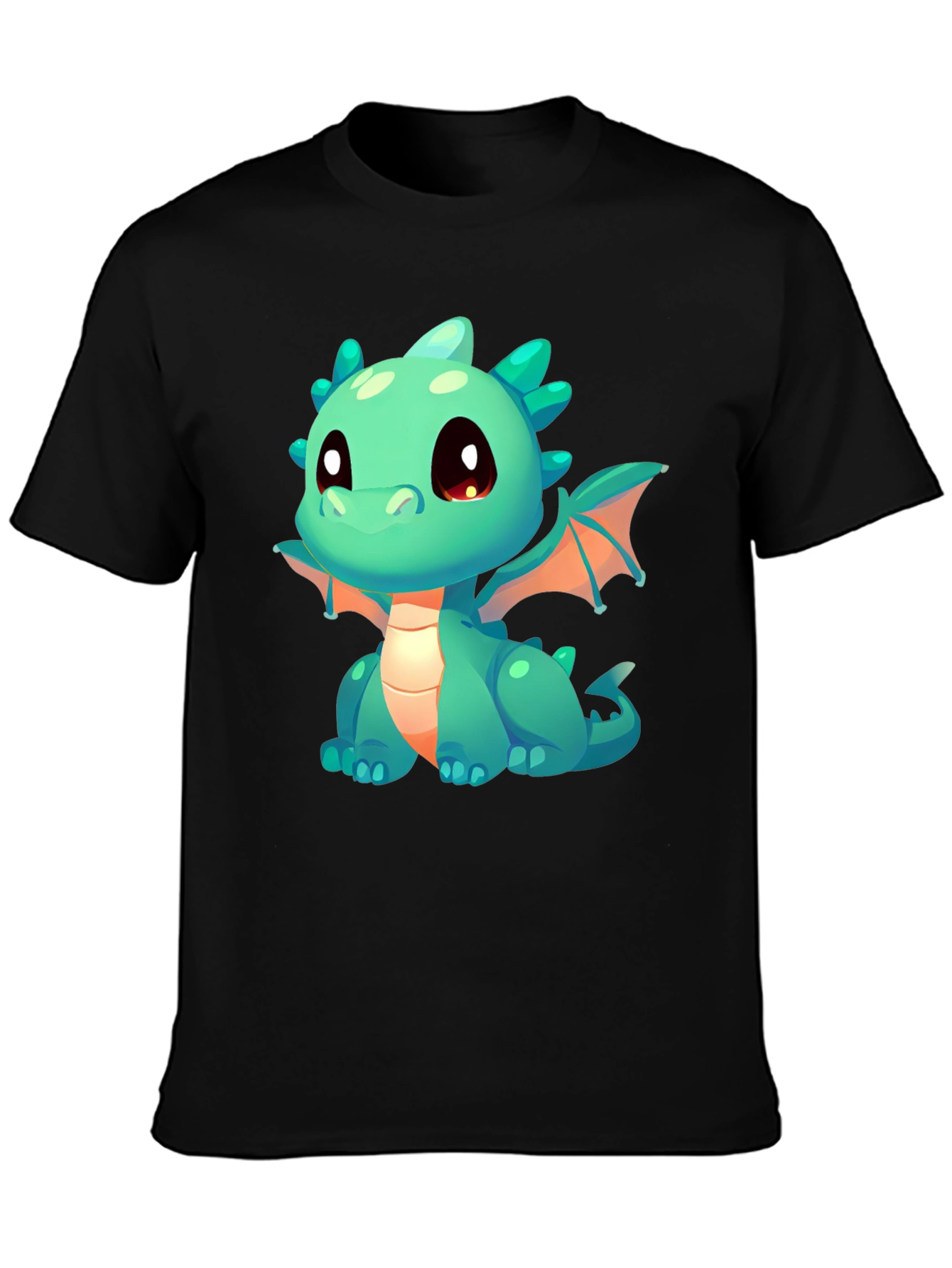 Cute Cartoon Dragon Graphic Tee - Black - 3