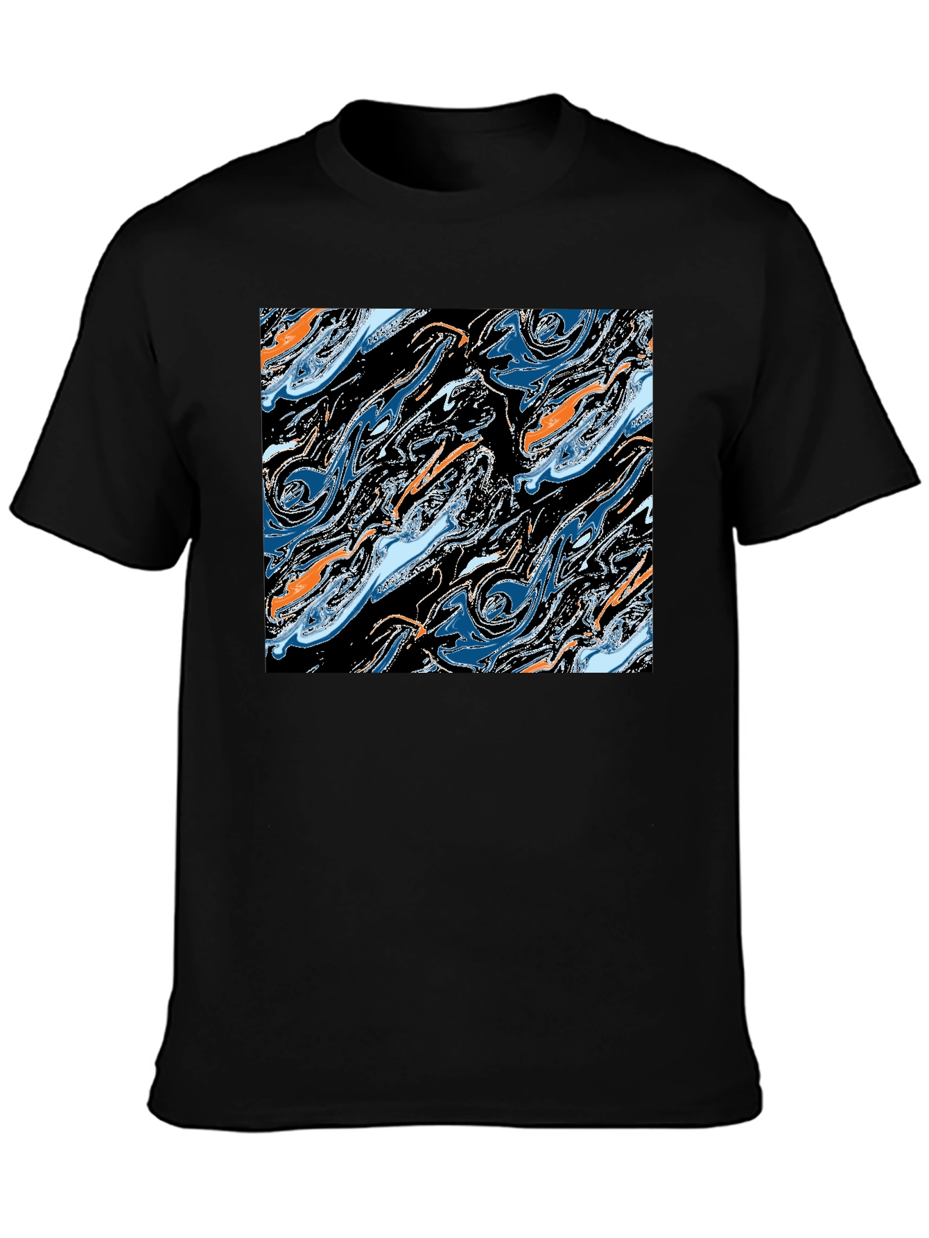 Black Abstract Swirl Graphic Tee - Modern Art T-Shirt view 3