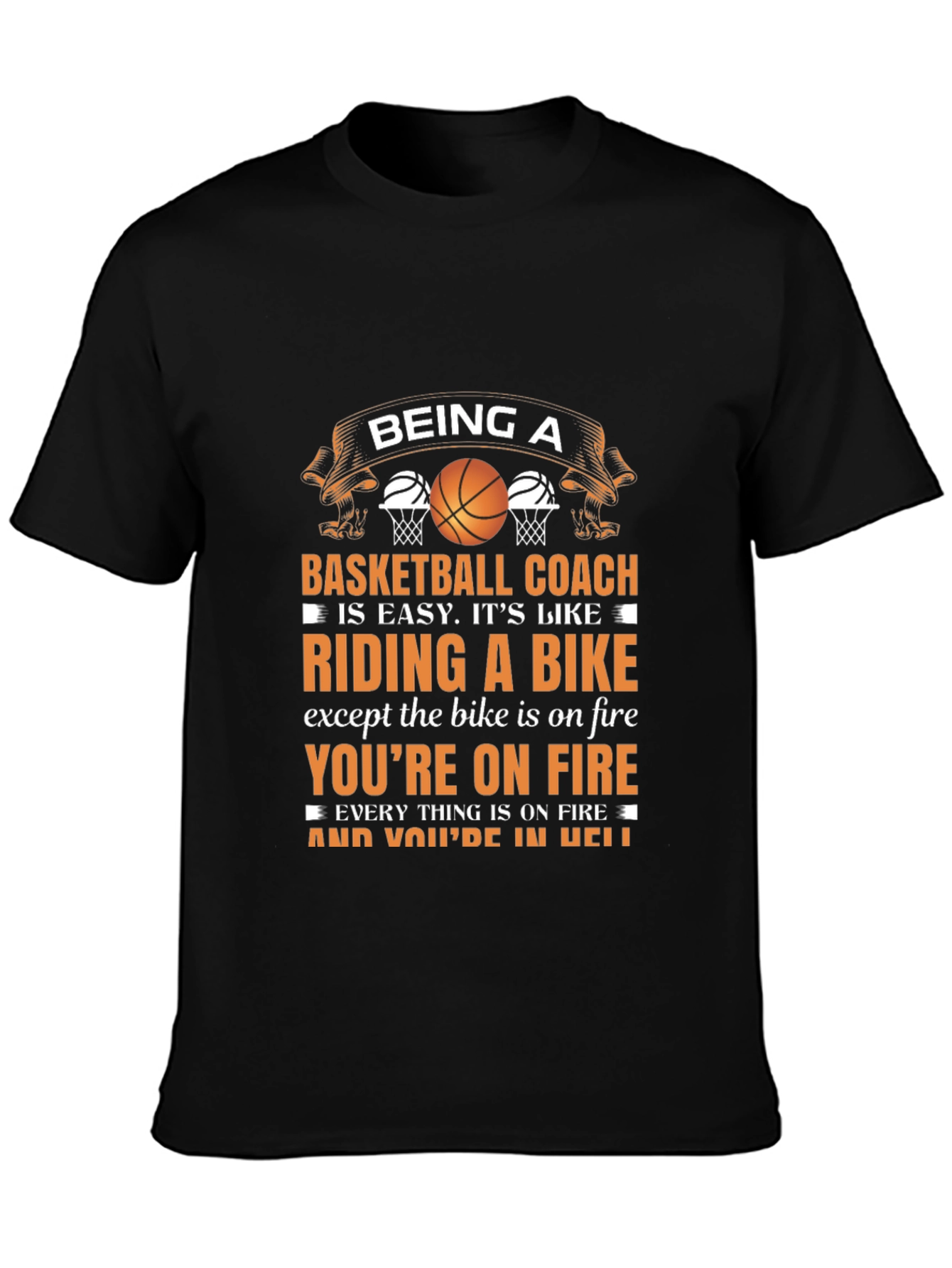 Black Basketball Coach T-Shirt - Riding a Bike Analogy view 3