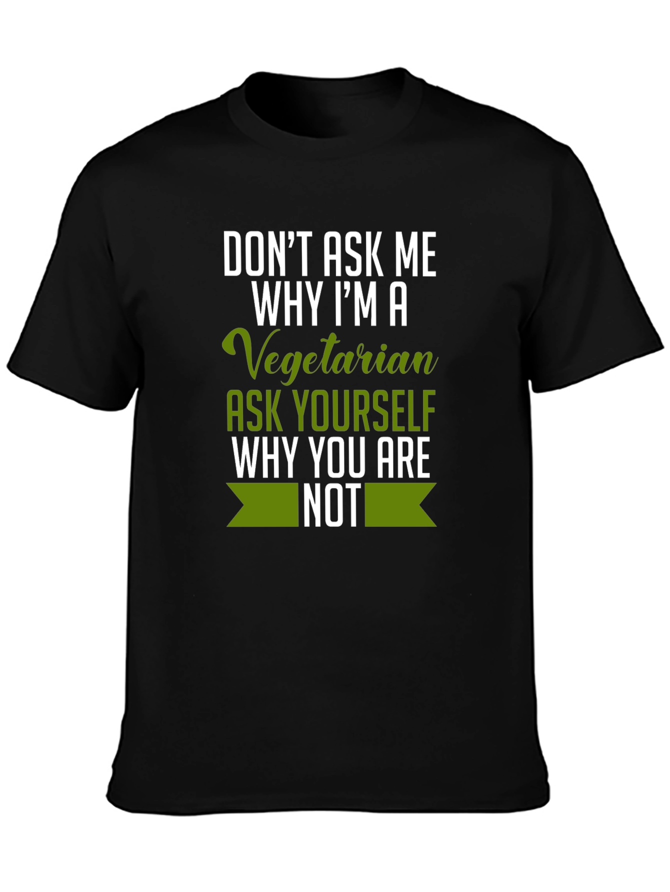 Black Vegetarian T-Shirt: Funny Vegan Statement Tee view 3