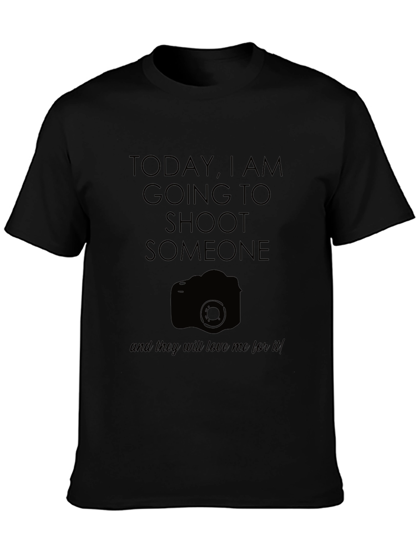 Black Funny Photography T-Shirt - "Shoot Someone" view 3