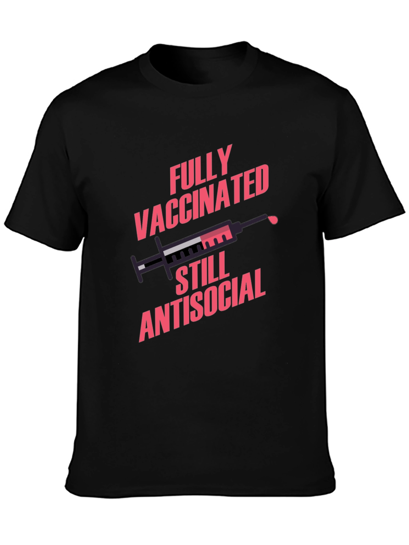 Black Fully Vaccinated Antisocial Graphic Tee view 3