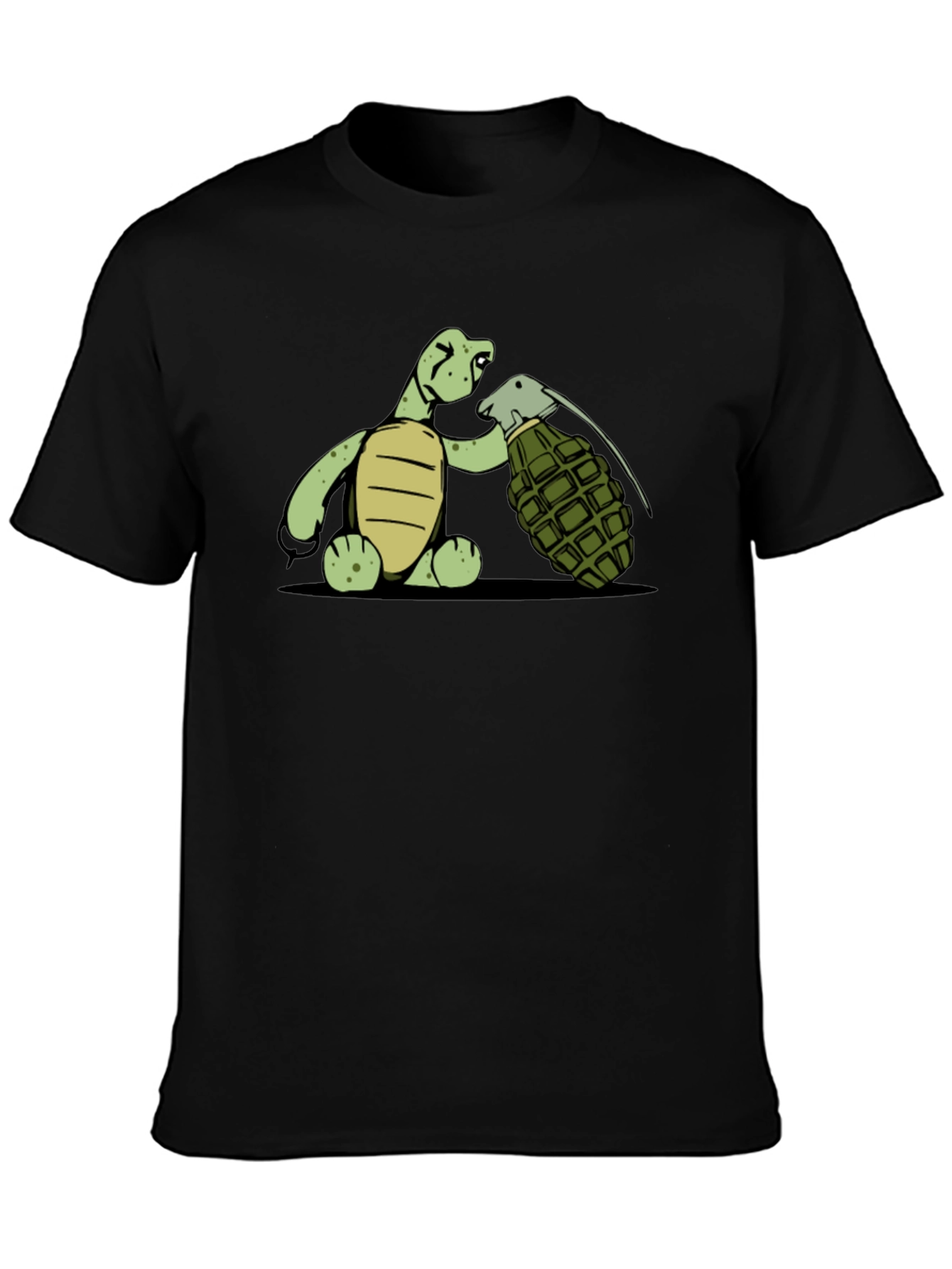 Black Turtle Grenade Graphic Tee - Black Cotton T-Shirt view 3