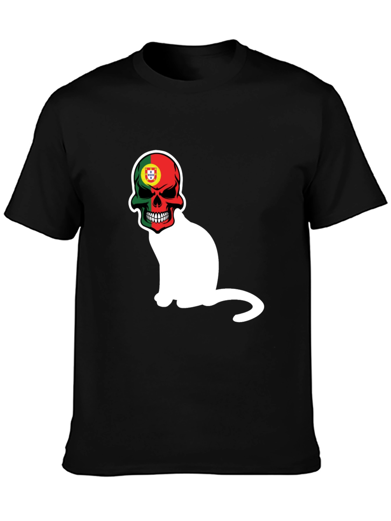 Black Portugal Skull Cat Graphic Tee - Men's Black T-Shirt view 3