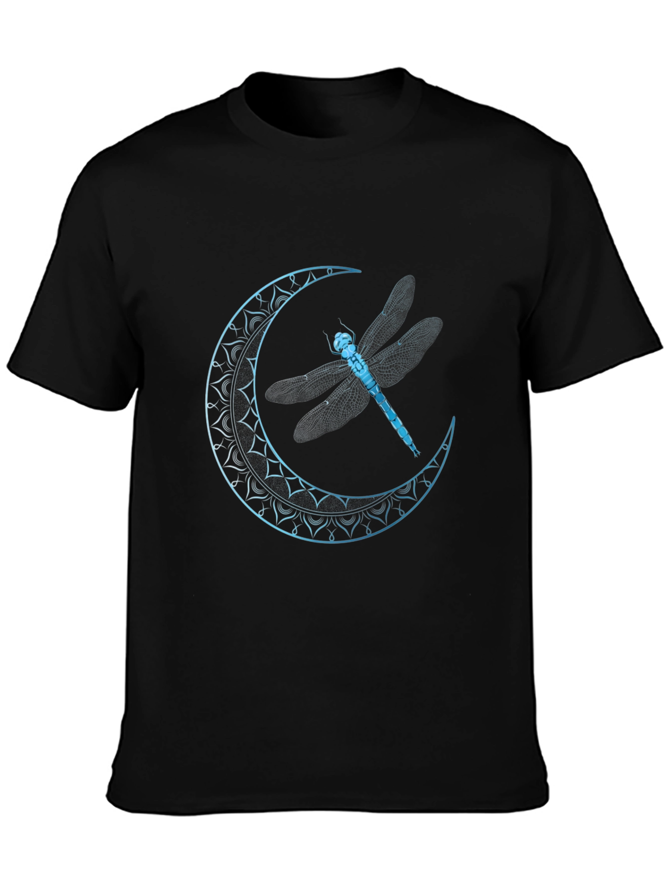 Black Dragonfly Moon Graphic Tee - Black Cotton Blend view 3