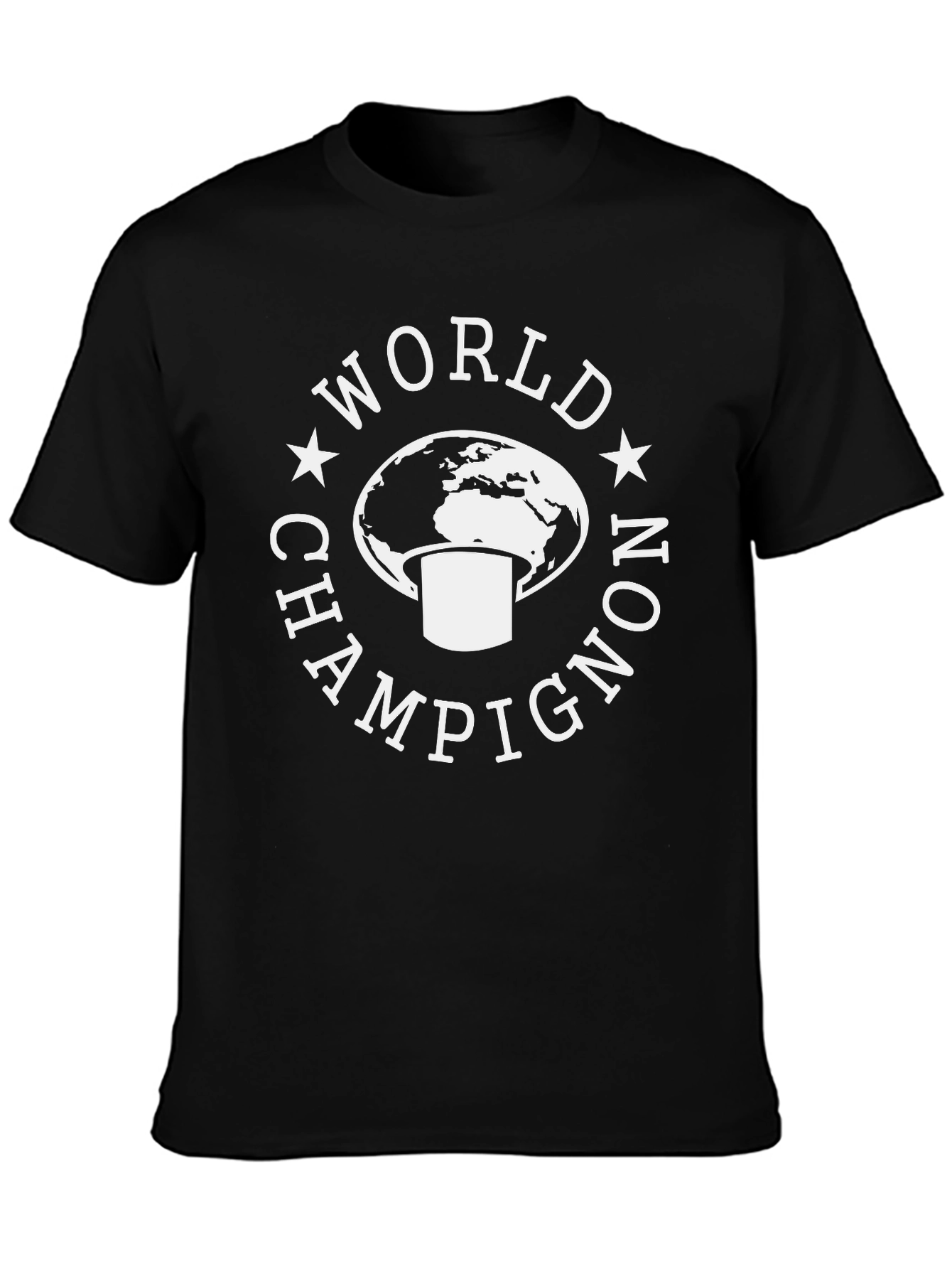 Black World Champignon T-Shirt - Funny Mushroom Design view 3
