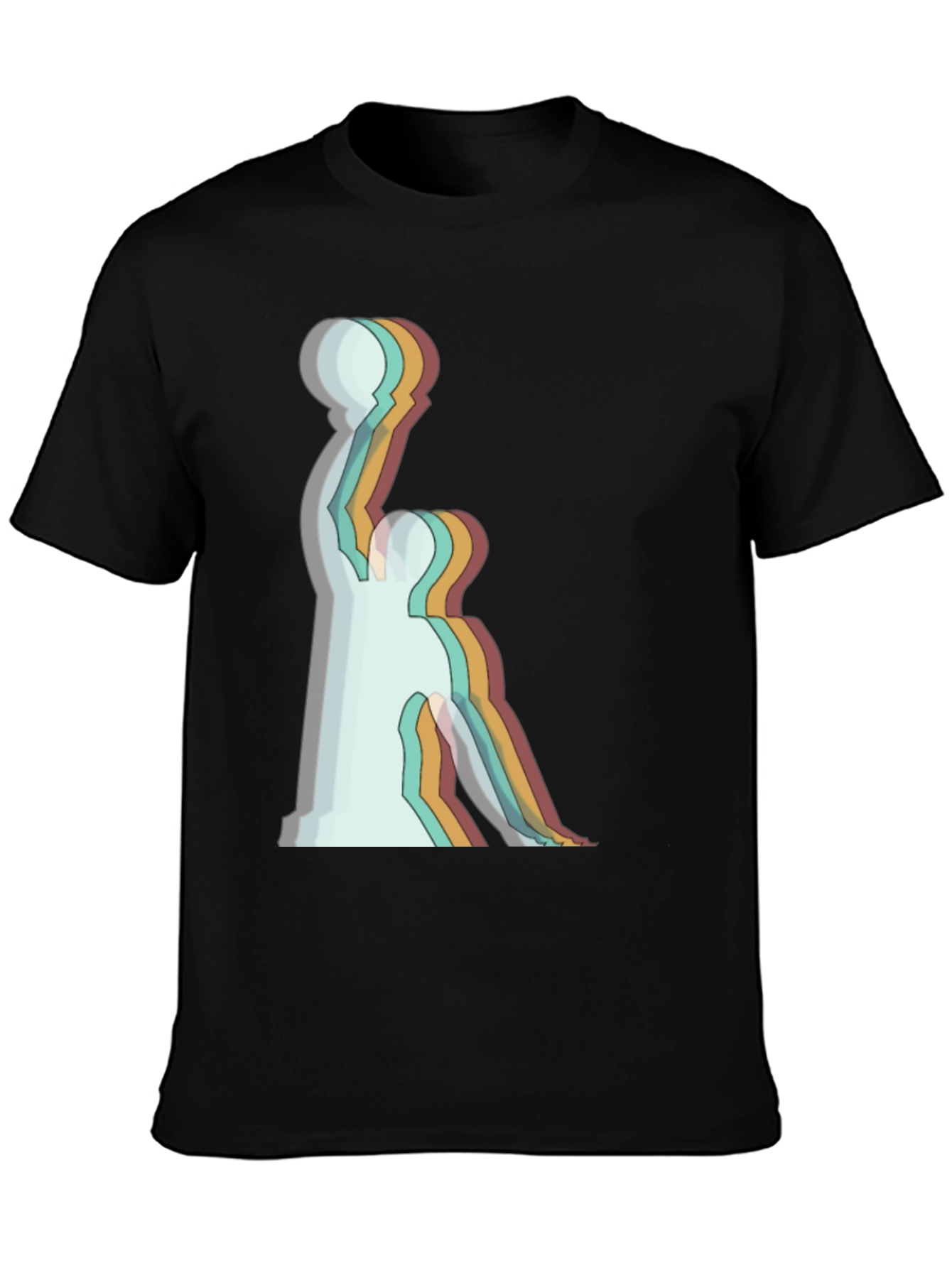Black Retro Basketball Player Graphic Tee - Black Cotton T-Shirt view 3