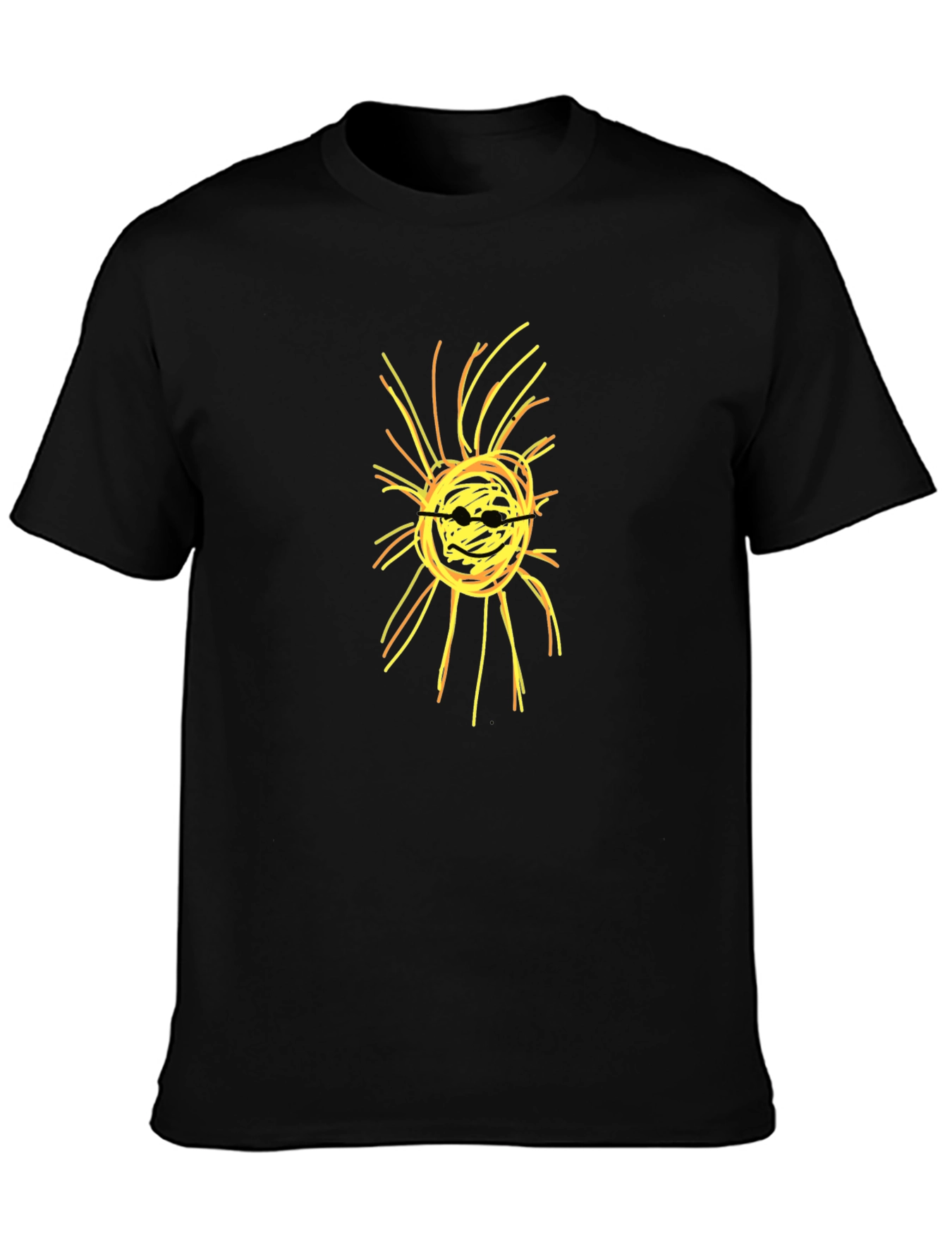 Black Abstract Sun Graphic Black T-Shirt view 3