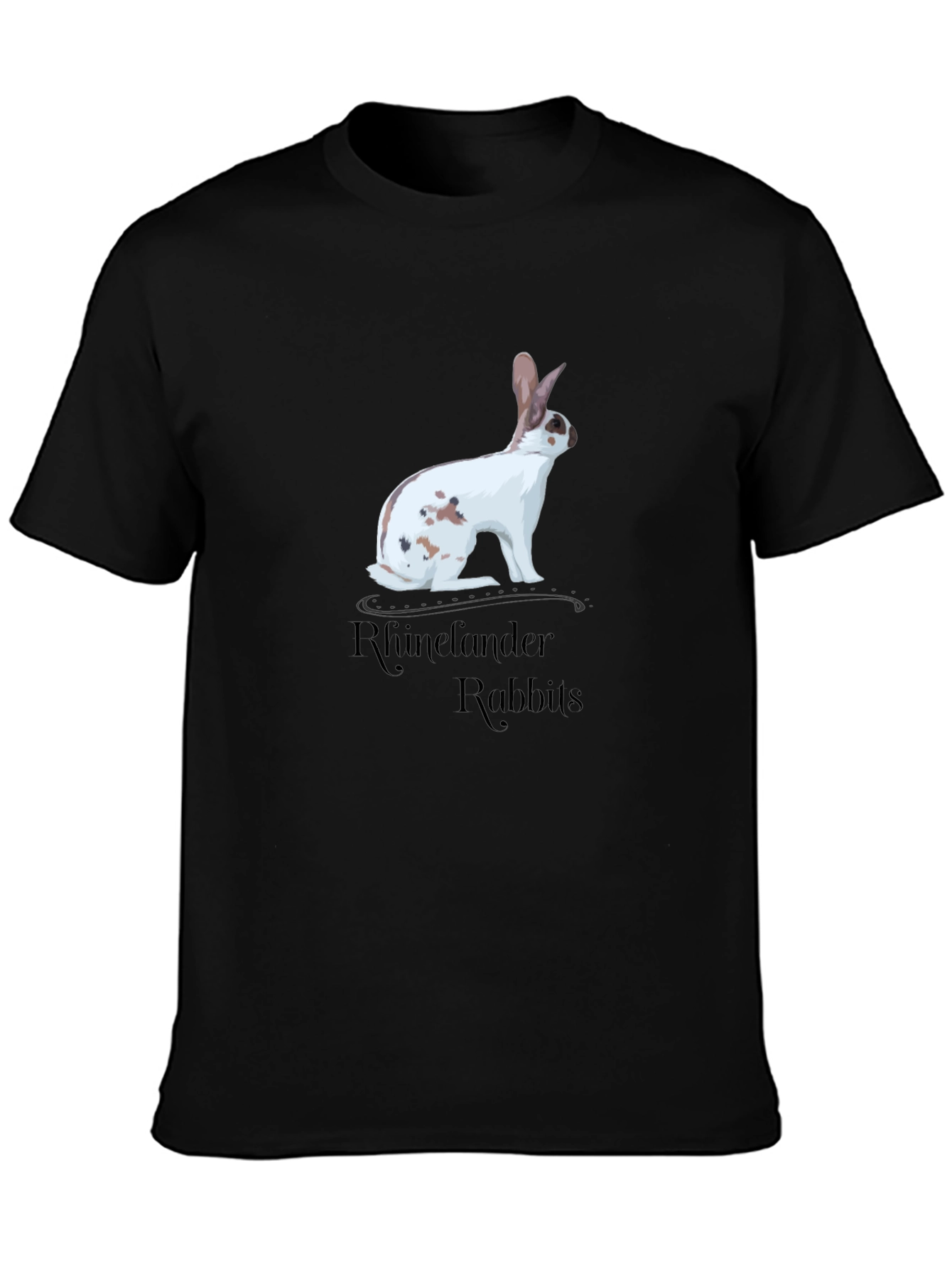Black Rhinelander Rabbit Graphic Tee - Black Cotton T-Shirt view 3