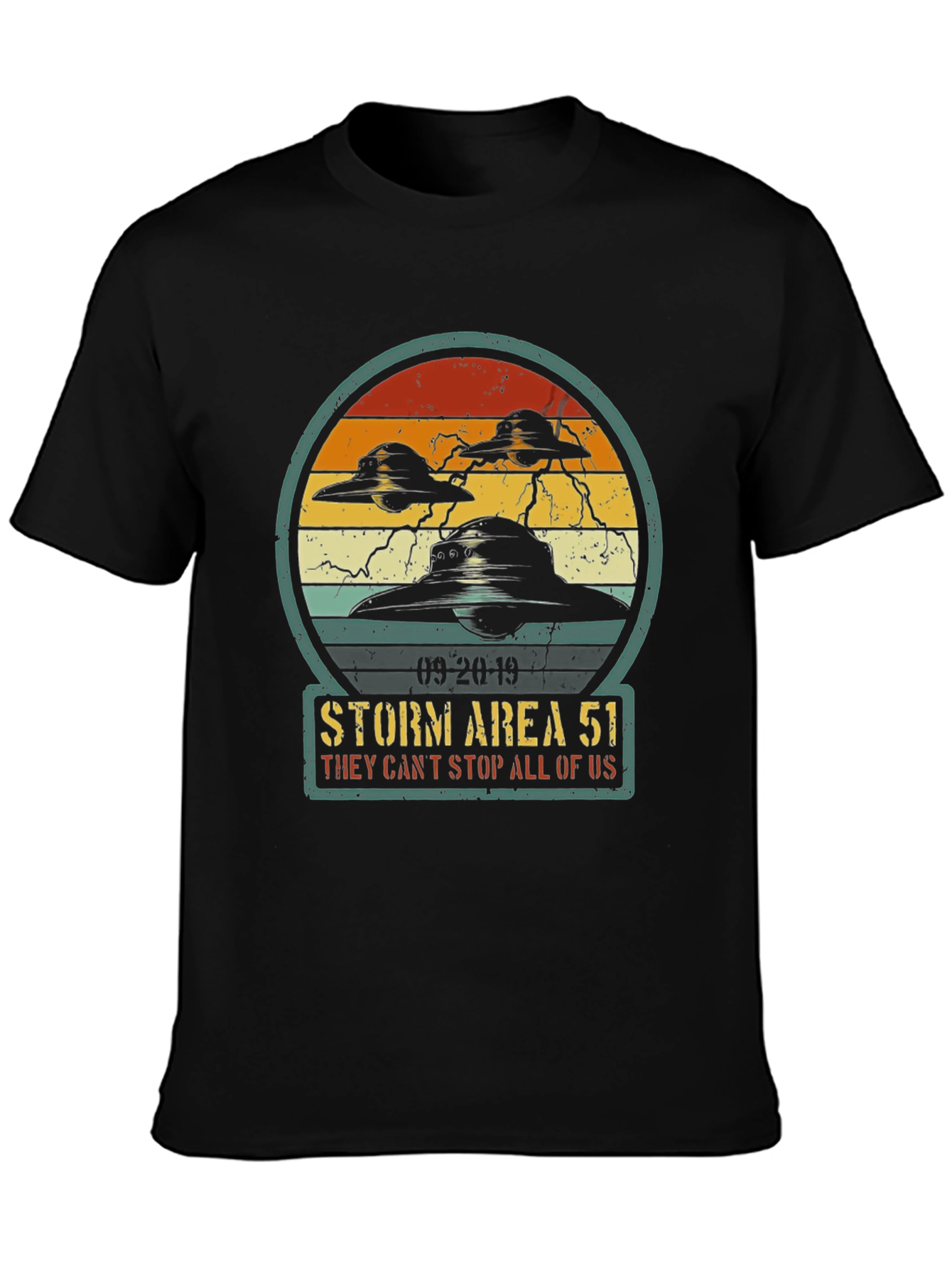 Black Storm Area 51 Graphic Tee - They Can't Stop All of Us T-Shirt view 3