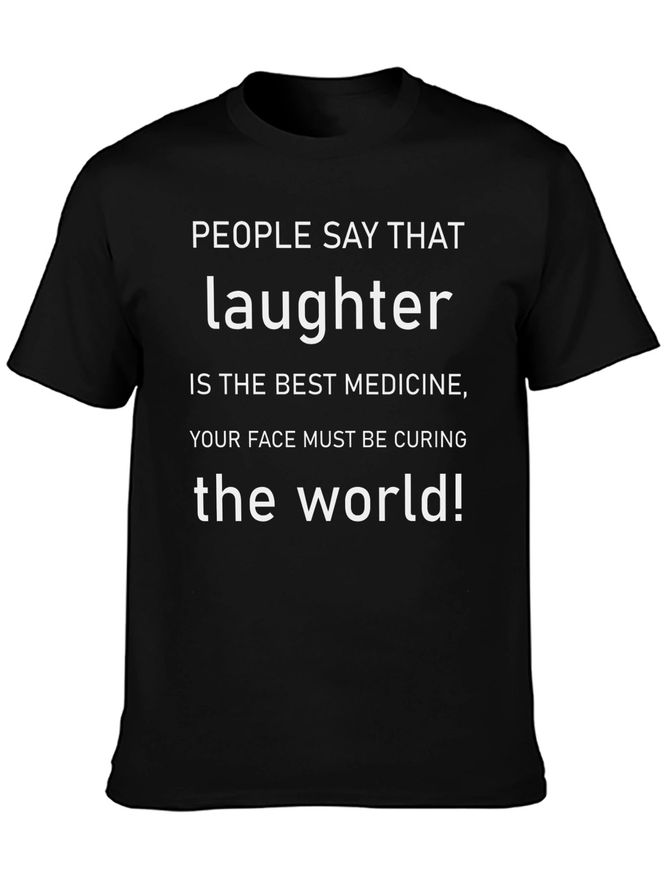 Black Funny Laughter is Medicine Graphic T-Shirt view 3