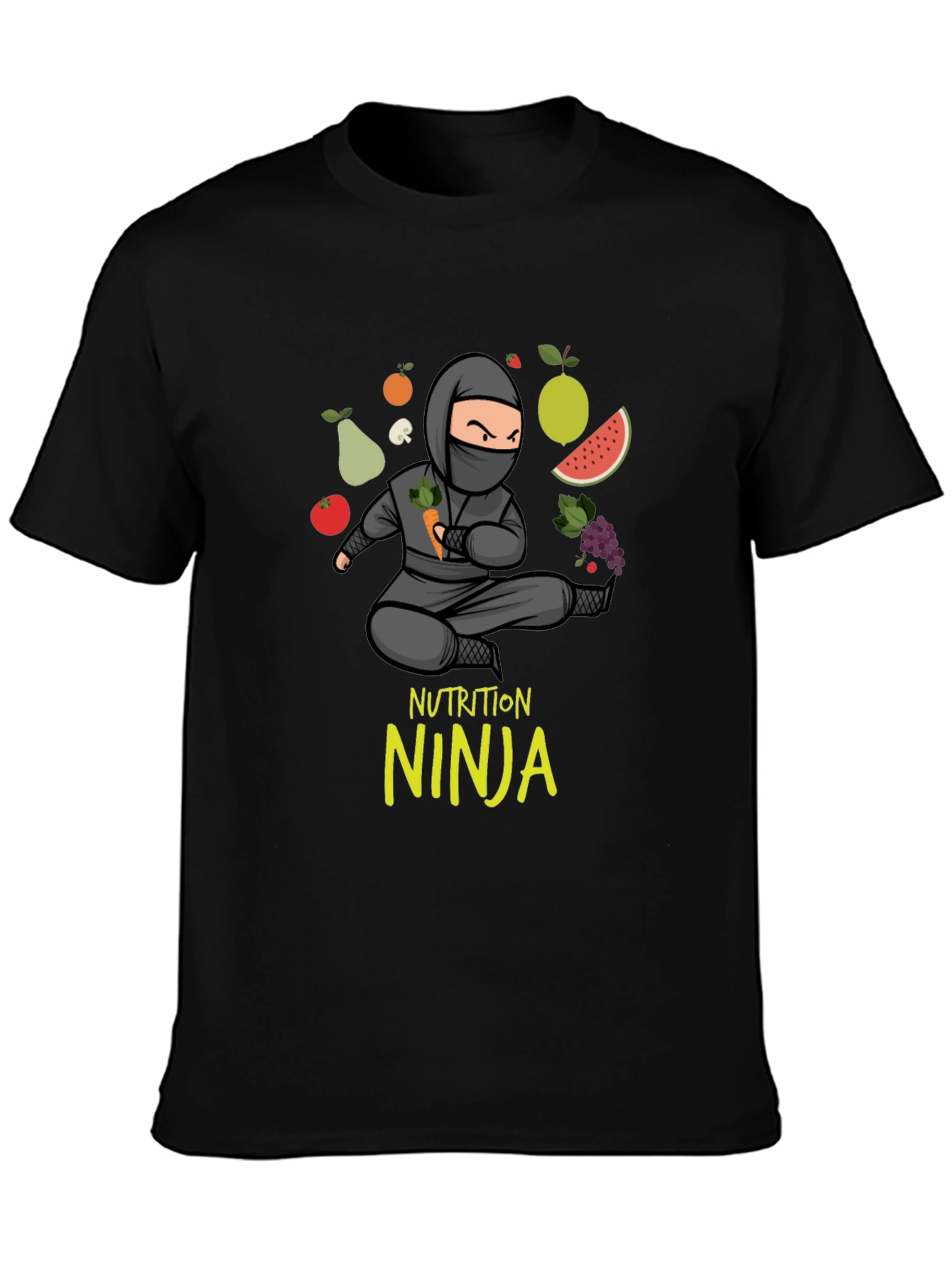 Black Nutrition Ninja T-Shirt - Healthy Eating Tee view 3