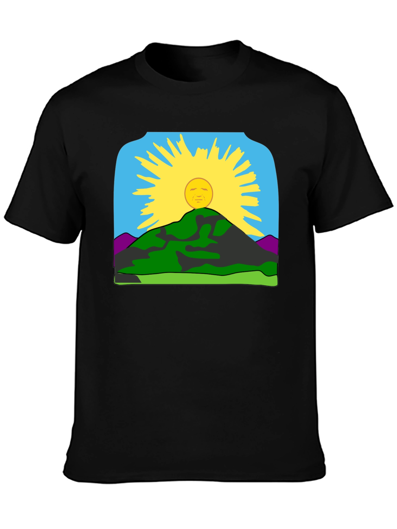 Black Sunrise Mountain Graphic Tee - Black Casual Shirt view 3