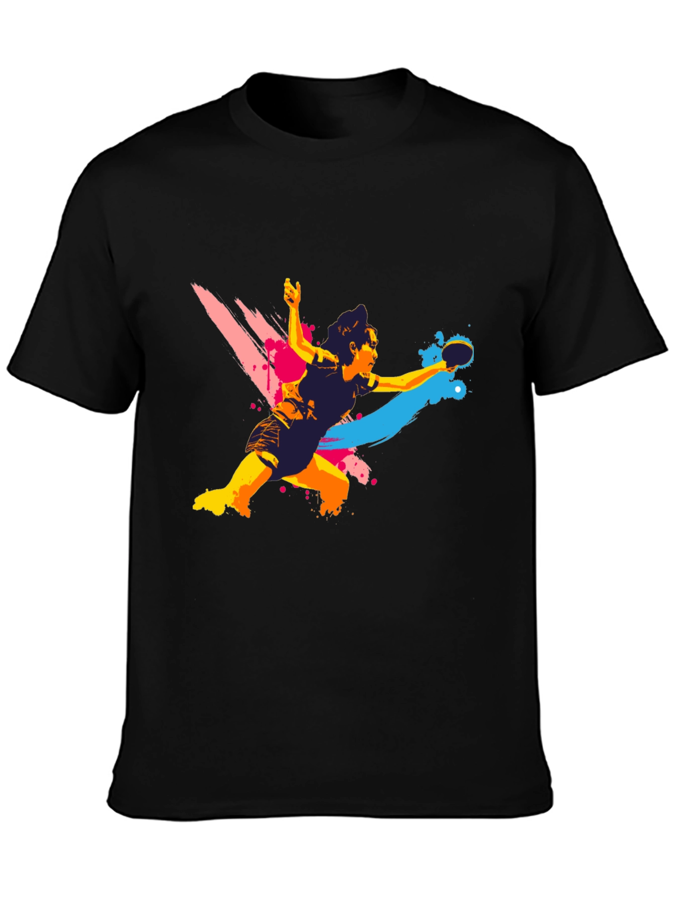 Black Ping Pong Player Graphic T-Shirt view 3