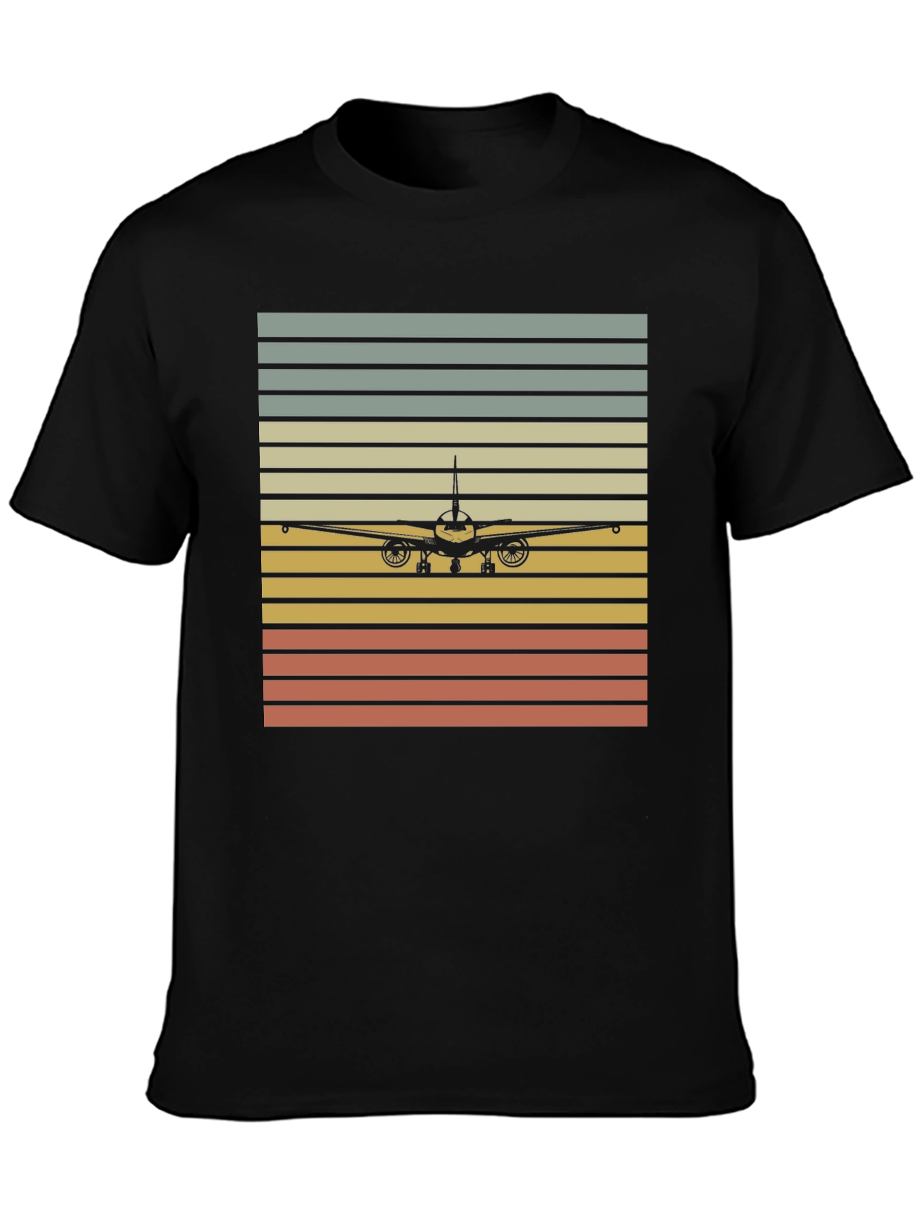 Black Retro Airplane T-Shirt - Vintage Style Aviation Tee view 3