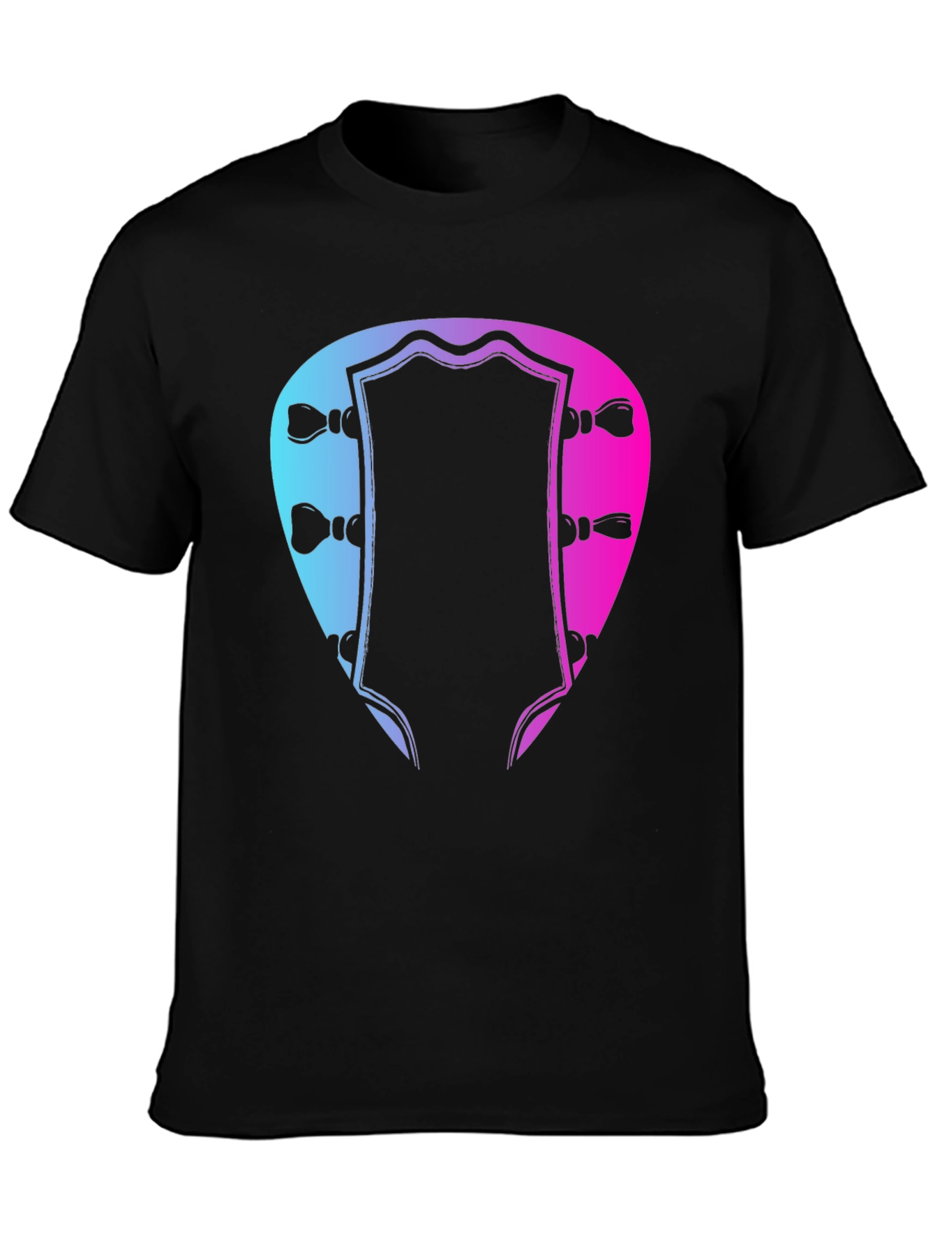 Black Guitar Headstock T-Shirt - Music Lover Tee view 3