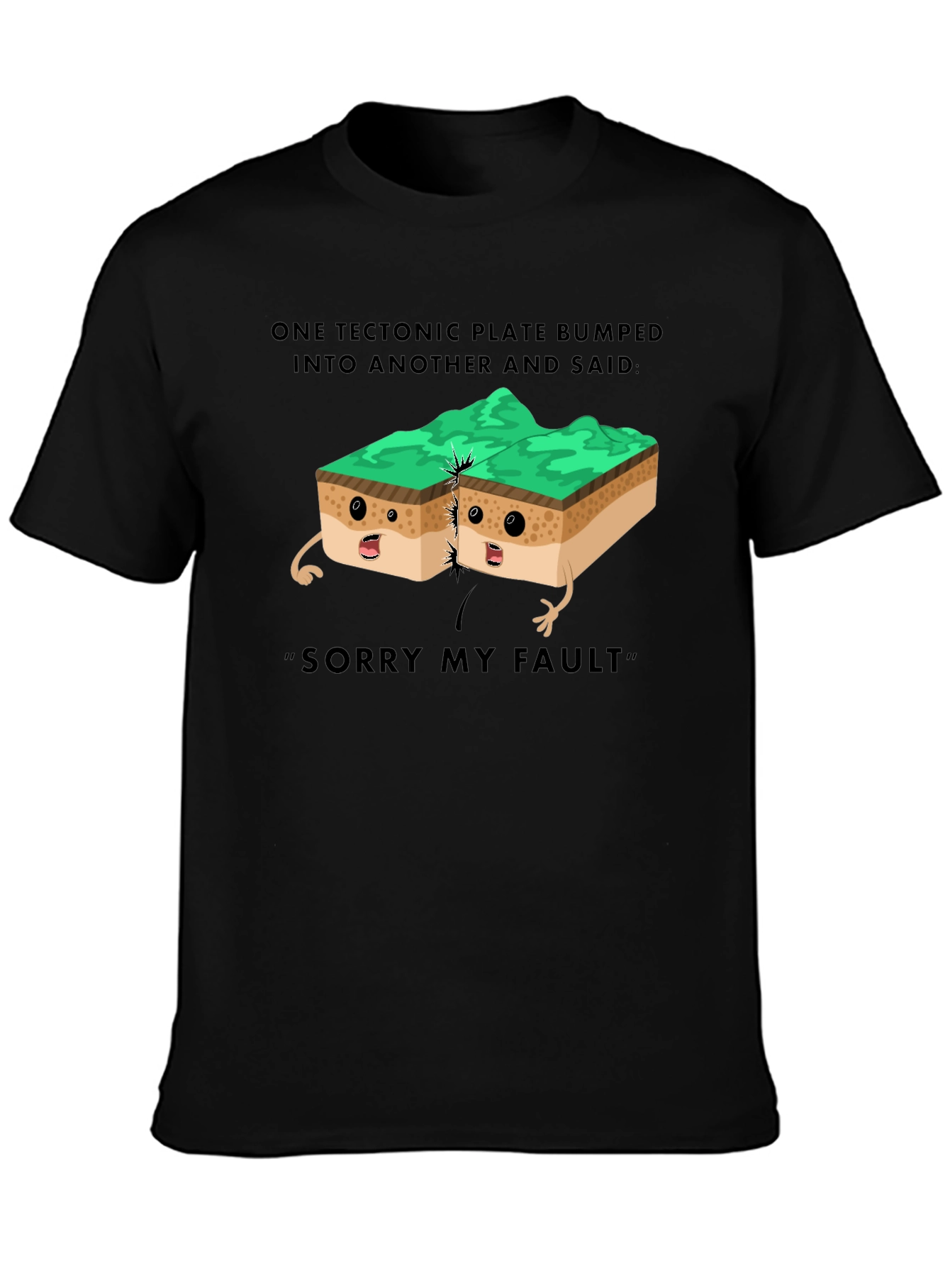 Black Tectonic Plate Humor T-Shirt, Geology Pun Tee view 3
