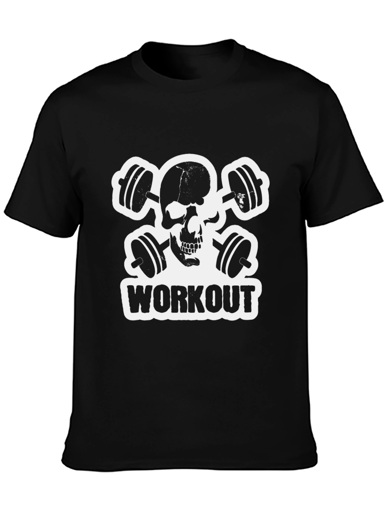 Black Workout Skull Black T-Shirt view 3